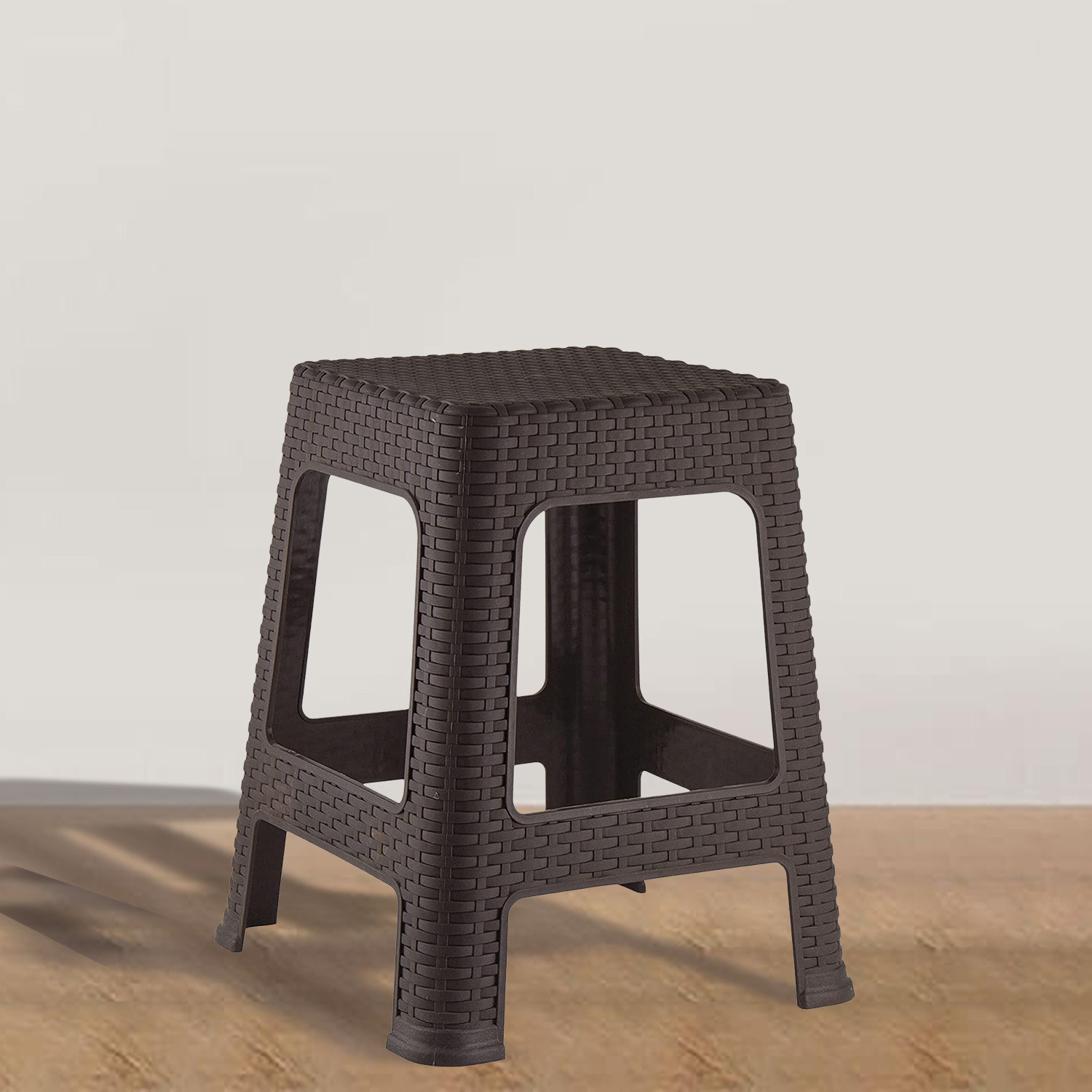 Kuber Industries Sitting Stool | Stool for Indoor Or Outdoor | Plastic Non-Slip Lightweight Stool | Stool for Office & Home | Stool for Home & Garden | Brown