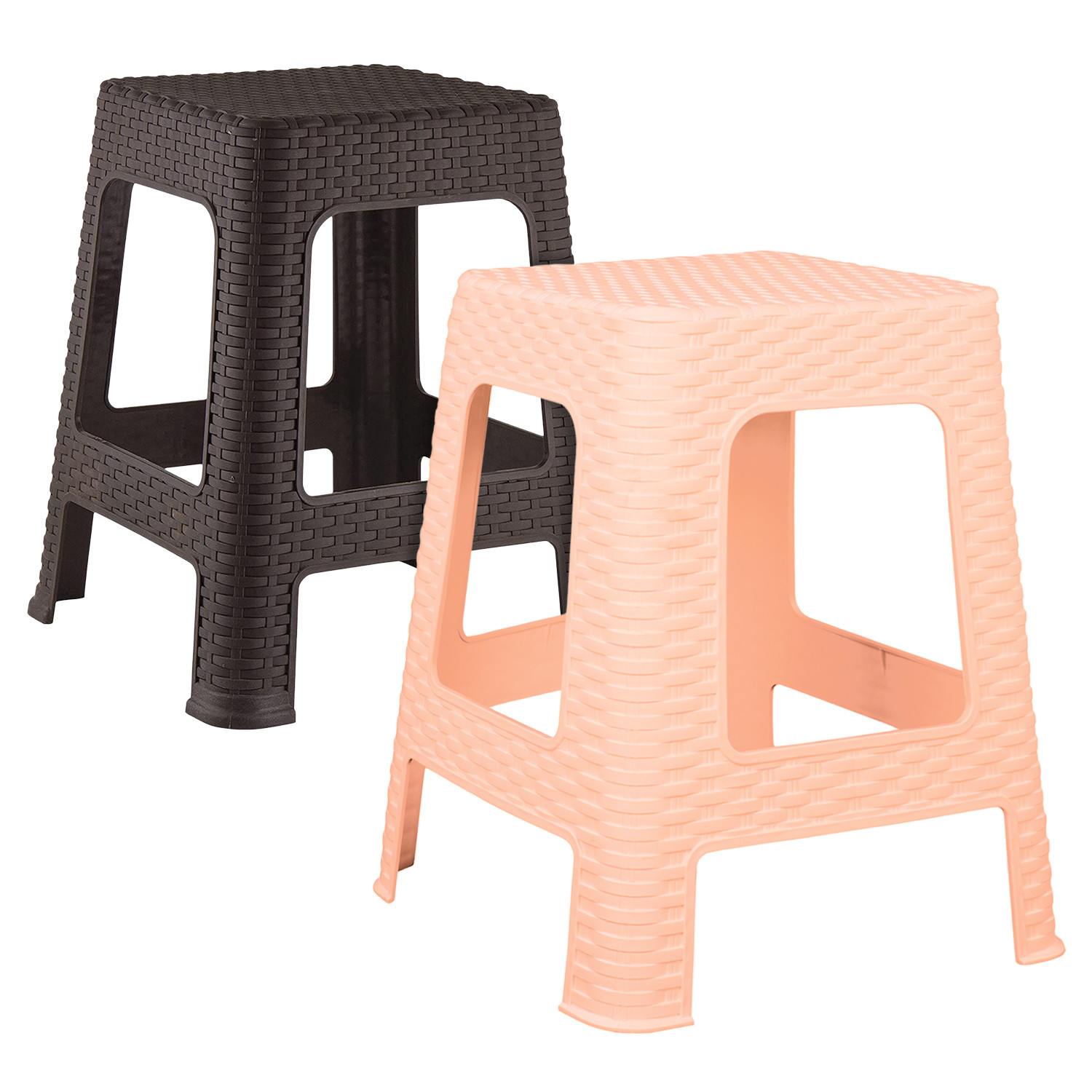 Kuber Industries Sitting Stool | Stool for Indoor Or Outdoor | Plastic Non-Slip Lightweight Stool | Stool for Office & Home | Stool for Home & Garden | Pack of 2 | Multicolor