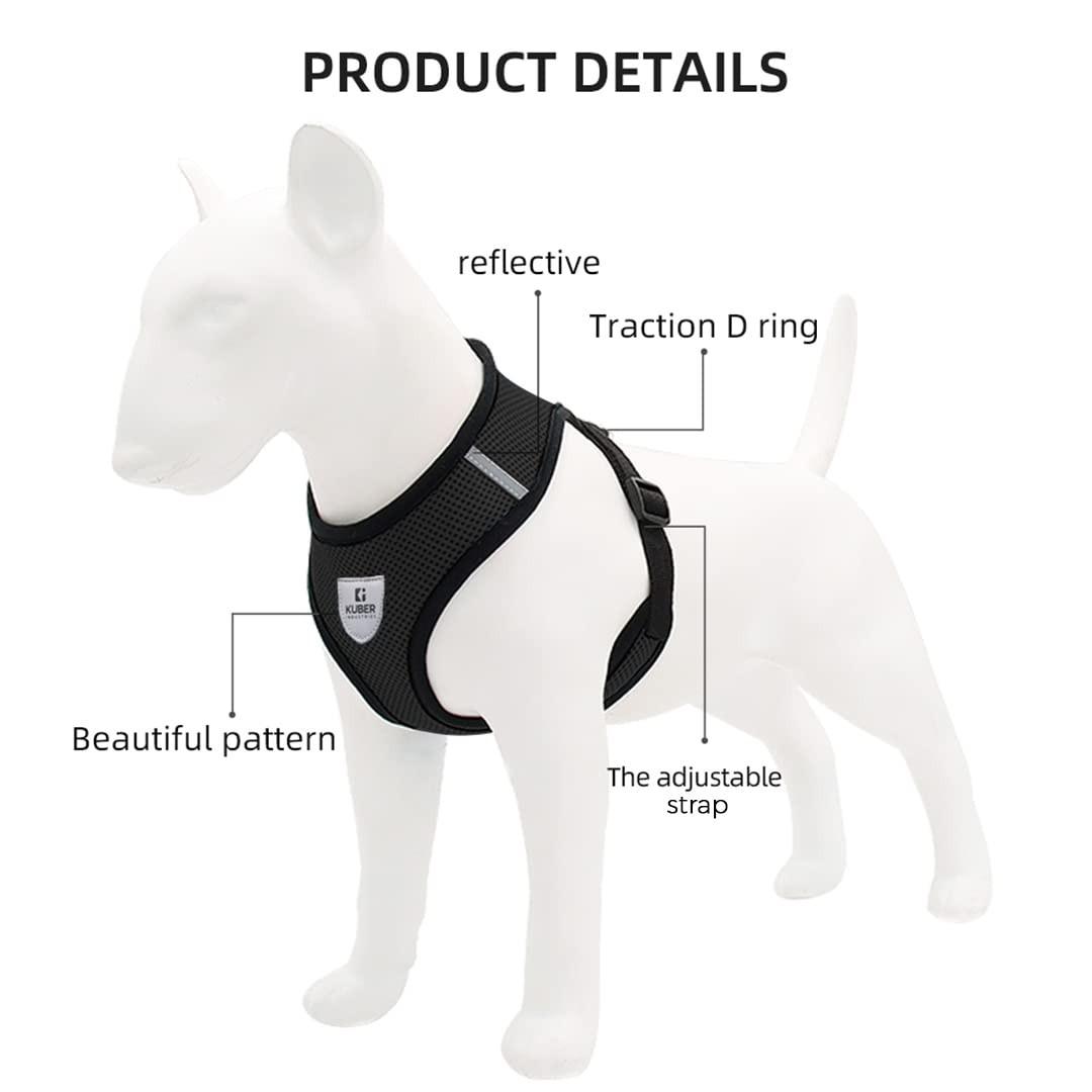 Kuber Industries Small Dog/Cat Chest Harness with Nylon Leash I No Pull, Soft Padded and Breathable Pet Vest I Adjustable, Reflective I Easy Control Pet Chest Belt I (Small, Black)