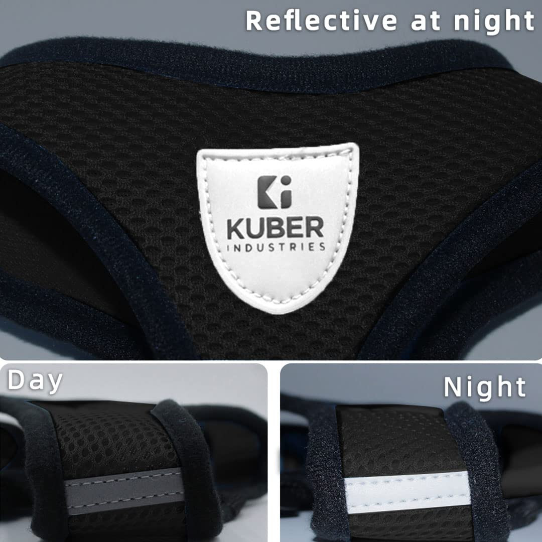 Kuber Industries Small Dog/Cat Chest Harness with Nylon Leash I No Pull, Soft Padded and Breathable Pet Vest I Adjustable, Reflective I Easy Control Pet Chest Belt I (Small, Black)