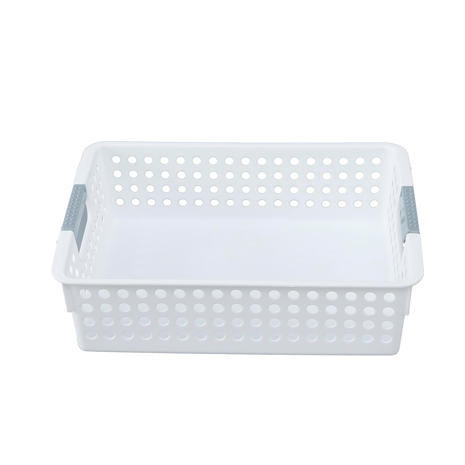 Kuber Industries Small Hollow Storage Basket|Kitchen & Home Organizer For Wardrobe|Tray For Toys, Fruits, Books (White)