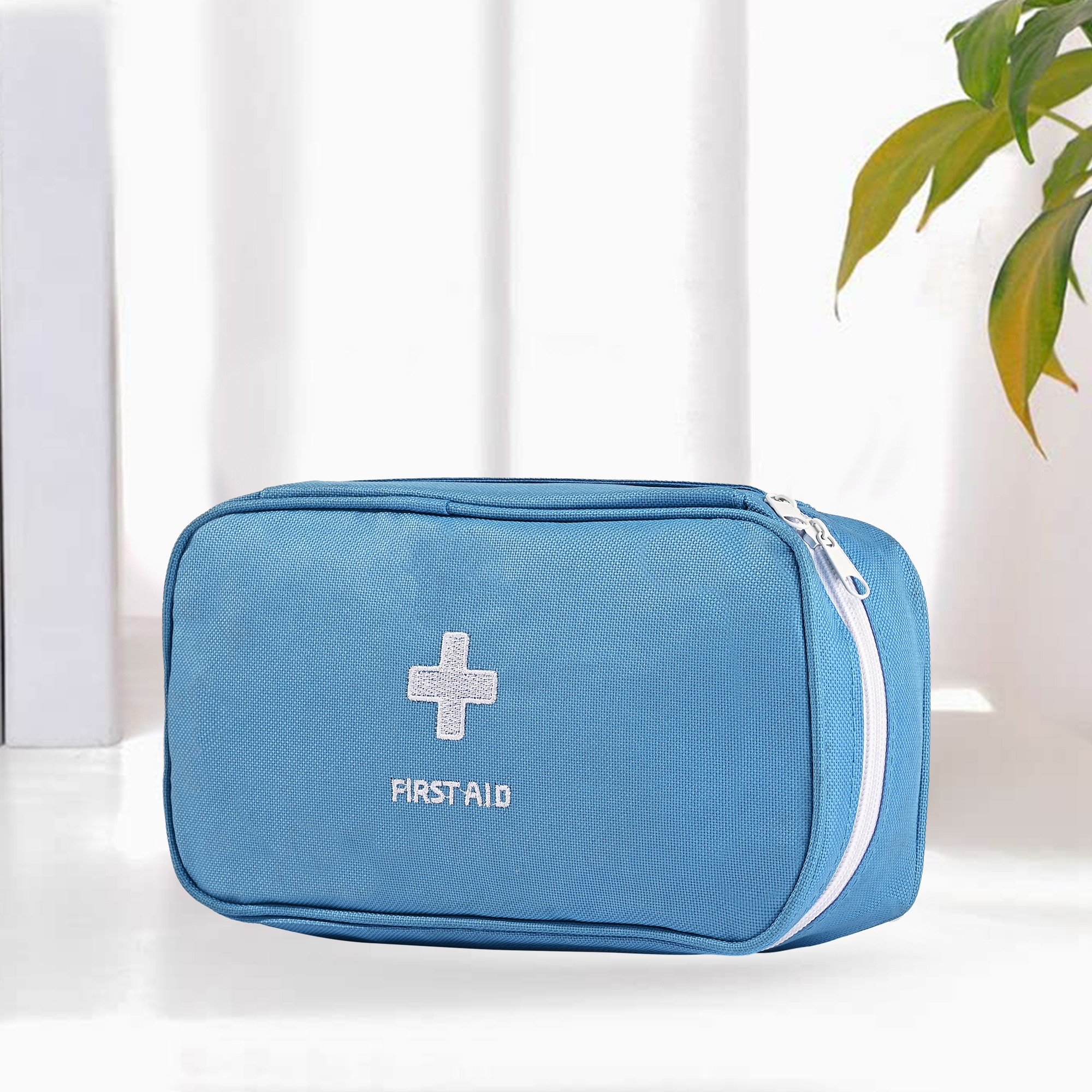 Kuber Industries Small Medicine Pouch for Travel  Empty First Aid Box for Home  Camping Survival Kit  Emergency Item Organizer  Travelling Medical Essential Pouch  YJ-23-BLU  Blue