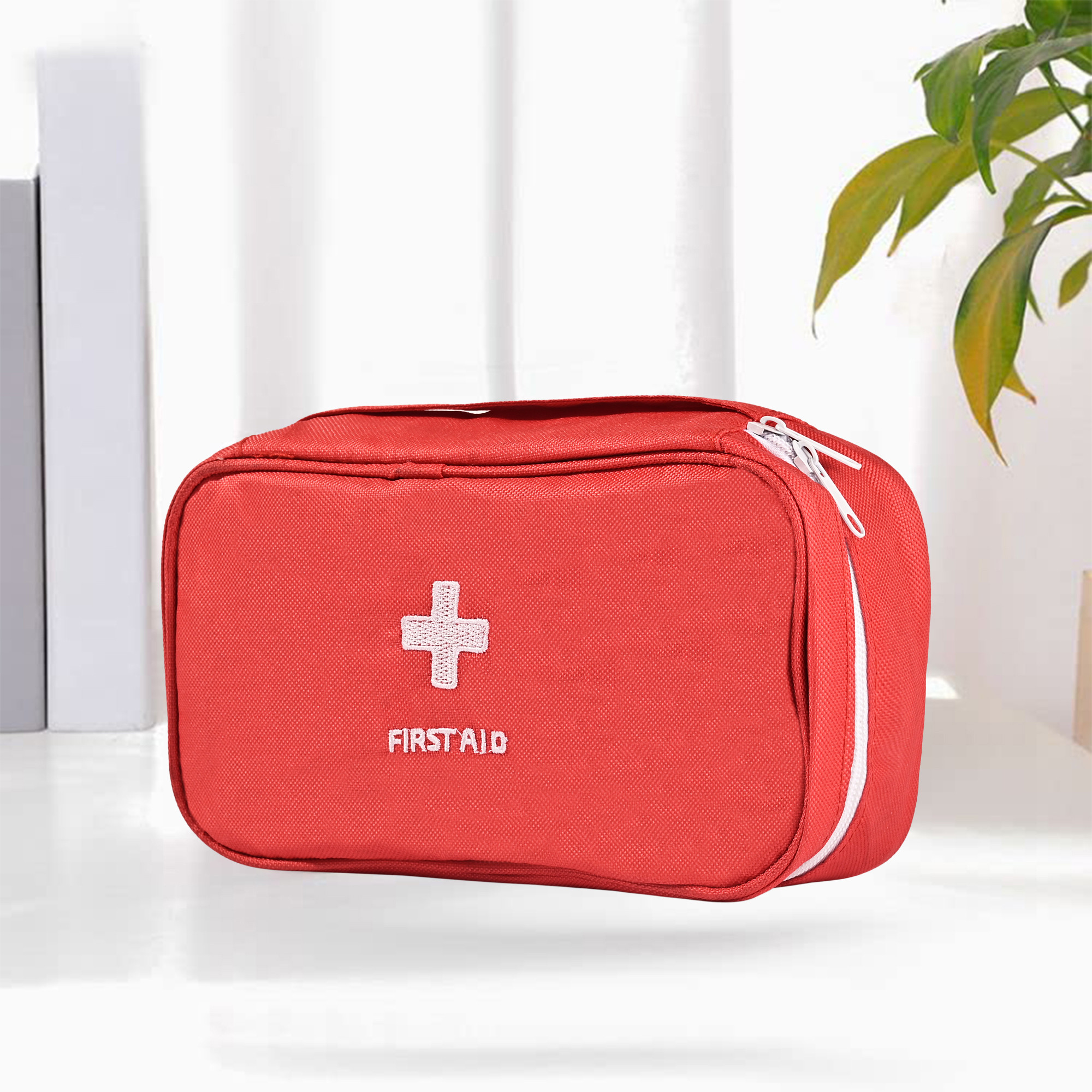 Kuber Industries Small Medicine Pouch for Travel  Empty First Aid Box for Home  Camping Survival Kit  Emergency Items Organizer  Travelling Medical Essentials Pouch  YJ-23-RED  Red