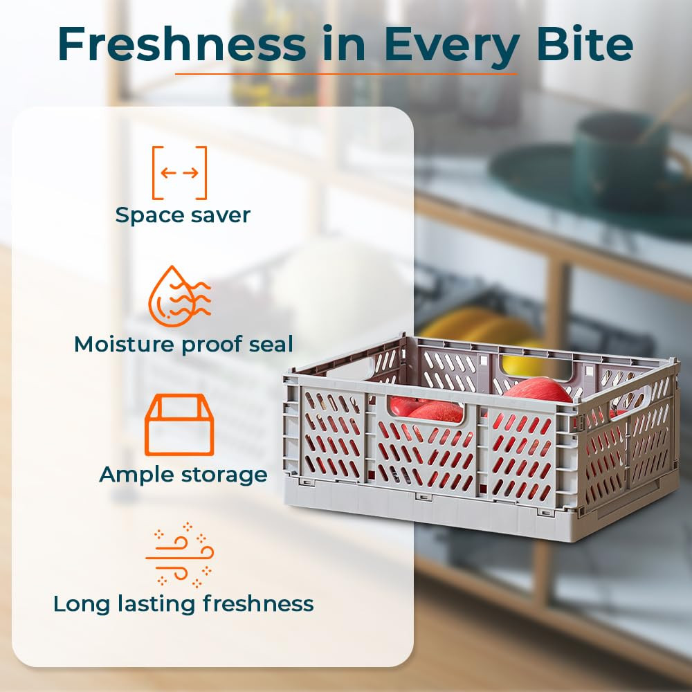 Kuber Industries Small Refrigerator Storage Crisper/Fridge Container without Lid (Grey)