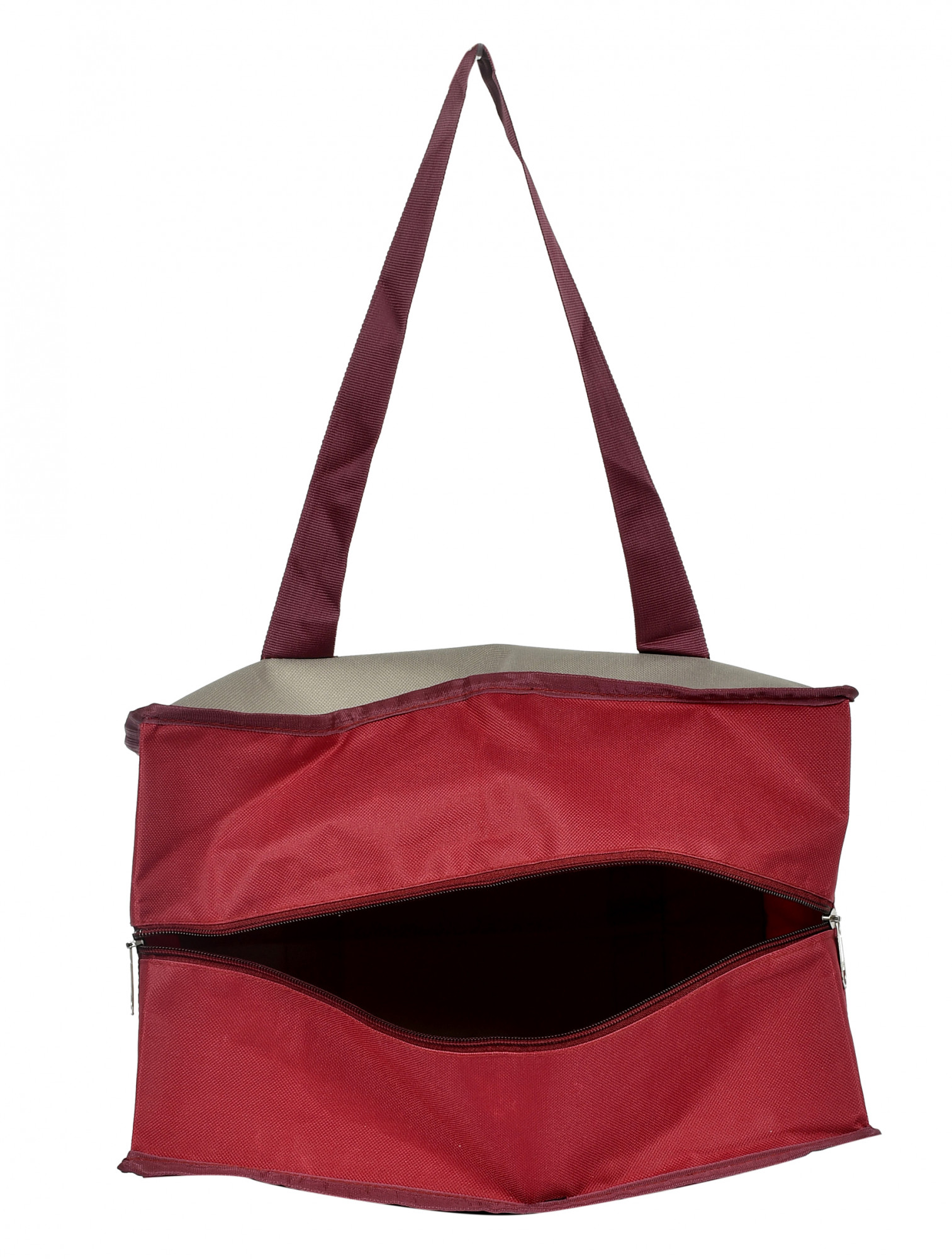 Kuber Industries Small Size Canvas Shopping Bags for Carry Milk Grocery Fruits Vegetable with Reinforced Handles jhola Bag (Maroon & Grey)