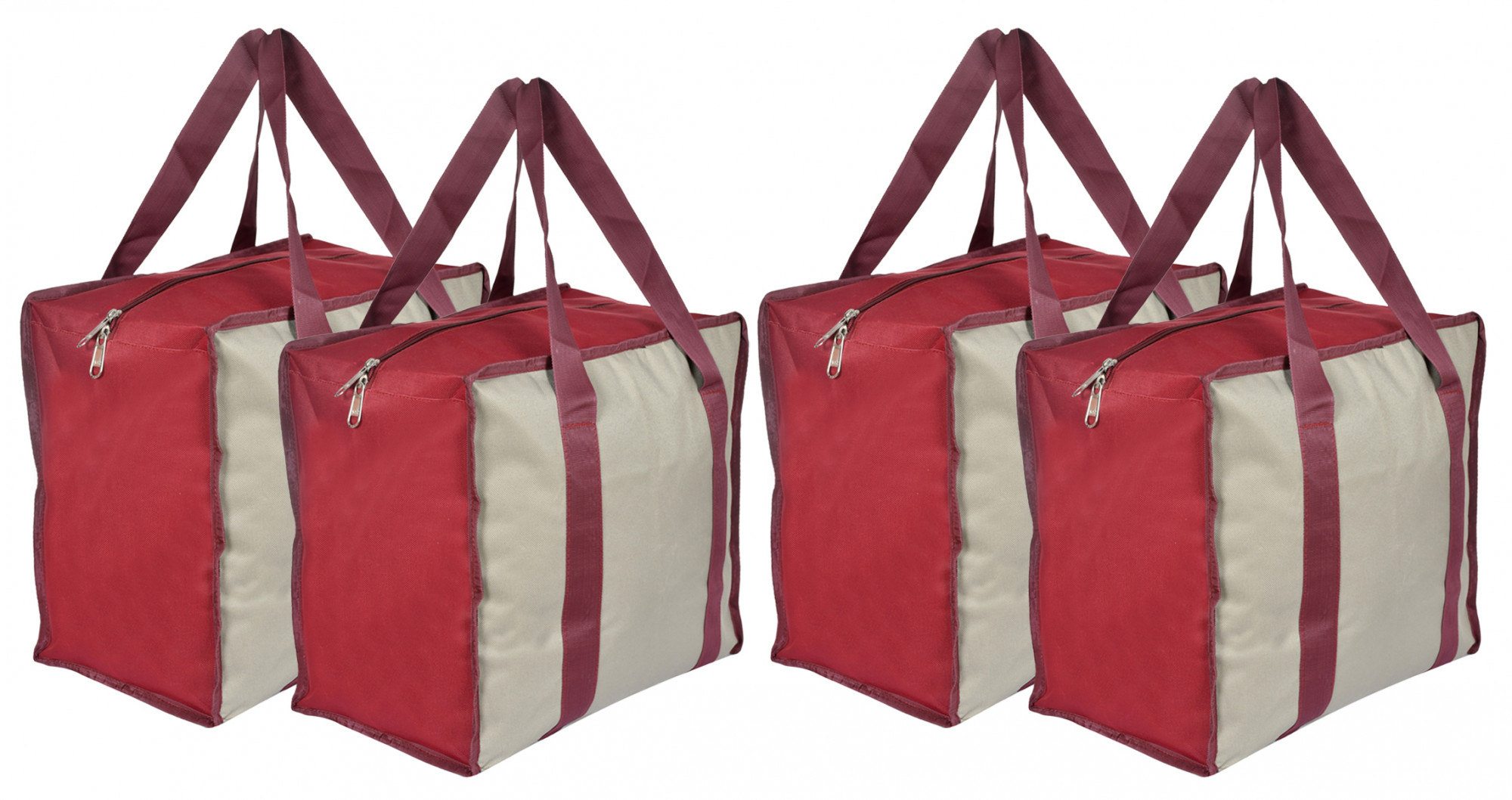Kuber Industries Small Size Canvas Shopping Bags for Carry Milk Grocery Fruits Vegetable with Reinforced Handles jhola Bag (Maroon & Grey)
