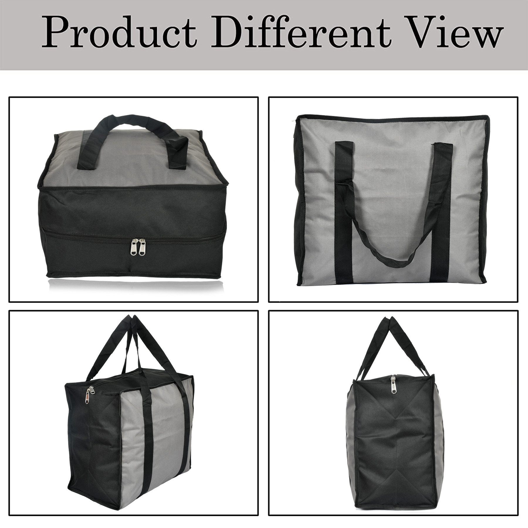 Kuber Industries Small Size Canvas Shopping Bags for Carry Milk Grocery Fruits Vegetable with Reinforced Handles jhola Bag (Black & Grey)