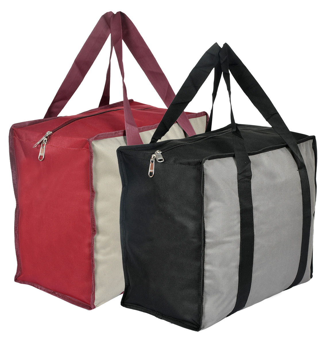 Kuber Industries Small Size Canvas Shopping Bags for Carry Milk Grocery Fruits Vegetable with Reinforced Handles jhola Bag-(Black & Maroon)