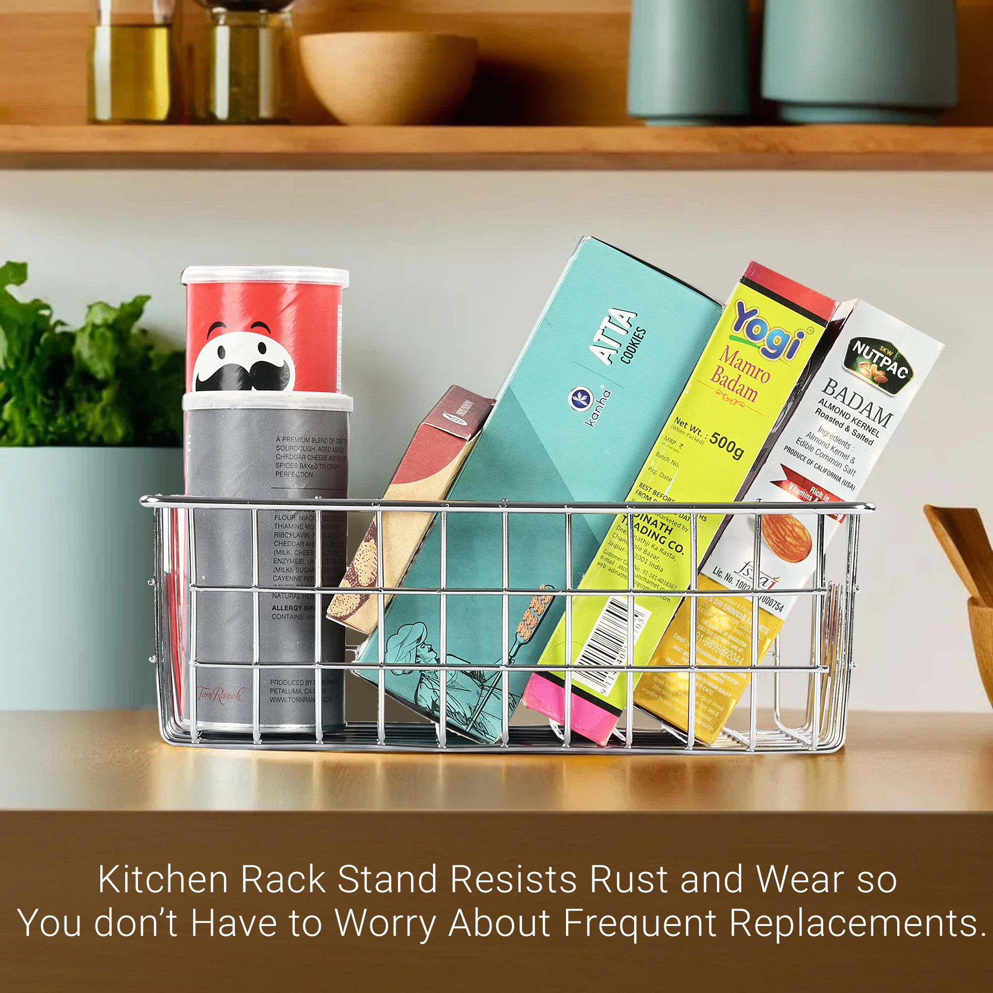 Kuber Industries Small Stainless Steel Dish Rack for Kitchen Storage - Vessels Organizer Stands With Handle - Silver