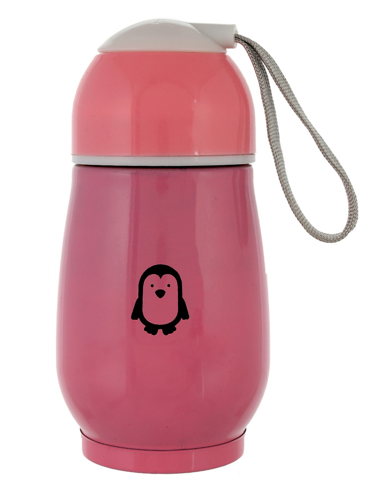 Kuber Industries Small Stainless Steel Hot &amp; Cold Vacuum Thermos Travel Mug Tea Water Bottle Coffee Flask, 300ml (Pink)