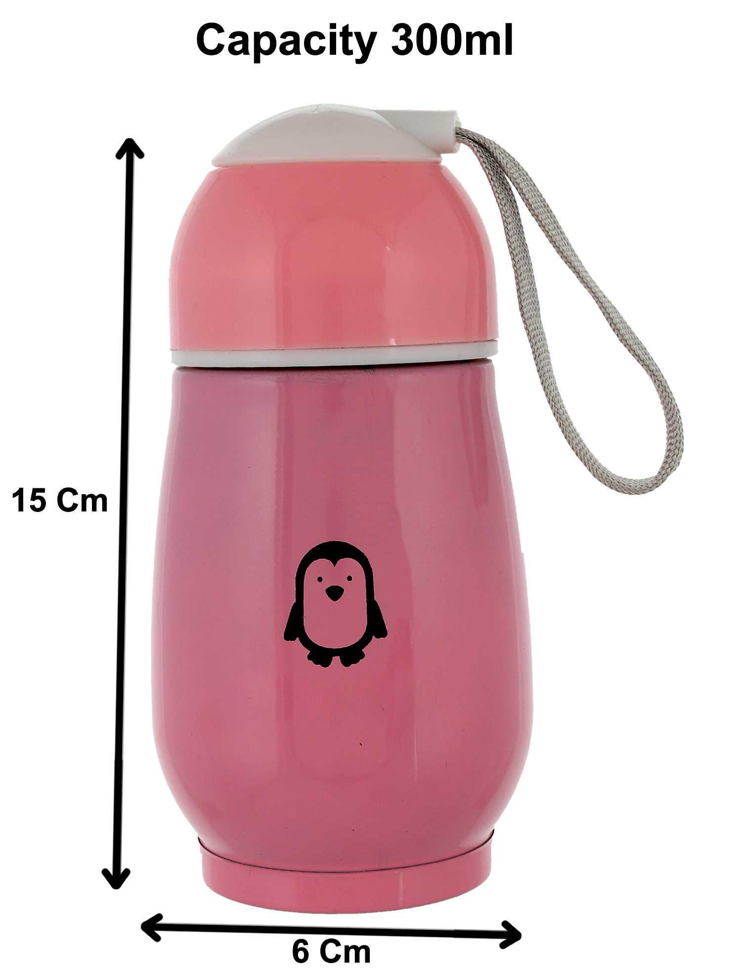 Kuber Industries Small Stainless Steel Hot & Cold Vacuum Thermos Travel Mug Tea Water Bottle Coffee Flask, 300ml (Pink)