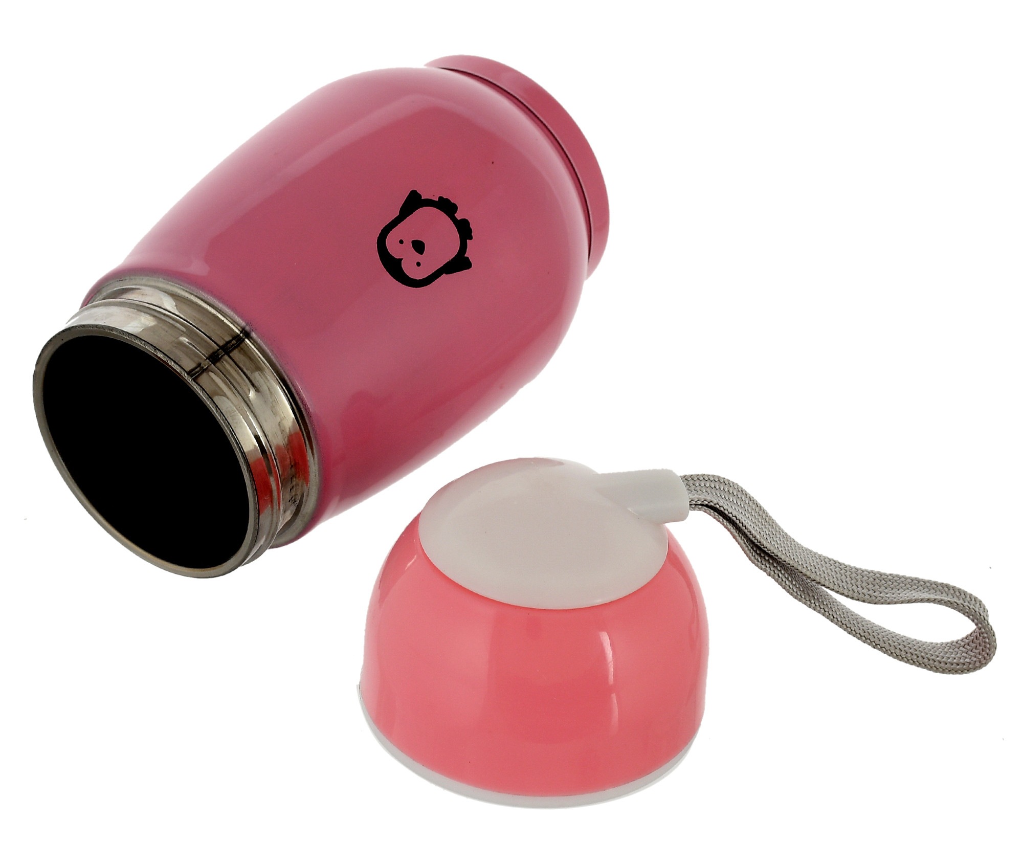 Kuber Industries Small Stainless Steel Hot & Cold Vacuum Thermos Travel Mug Tea Water Bottle Coffee Flask, 300ml (Pink)