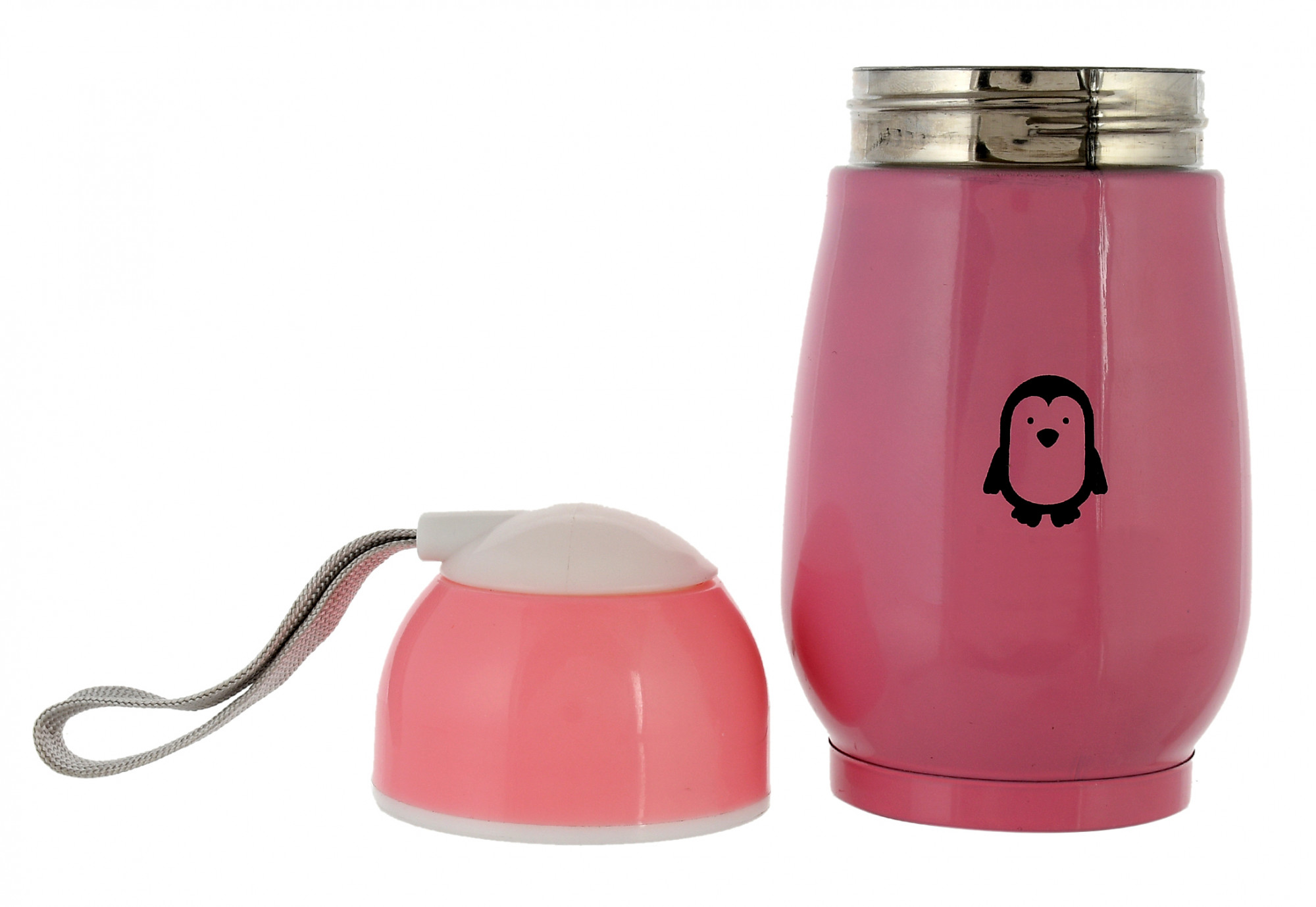 Kuber Industries Small Stainless Steel Hot & Cold Vacuum Thermos Travel Mug Tea Water Bottle Coffee Flask, 300ml (Pink)