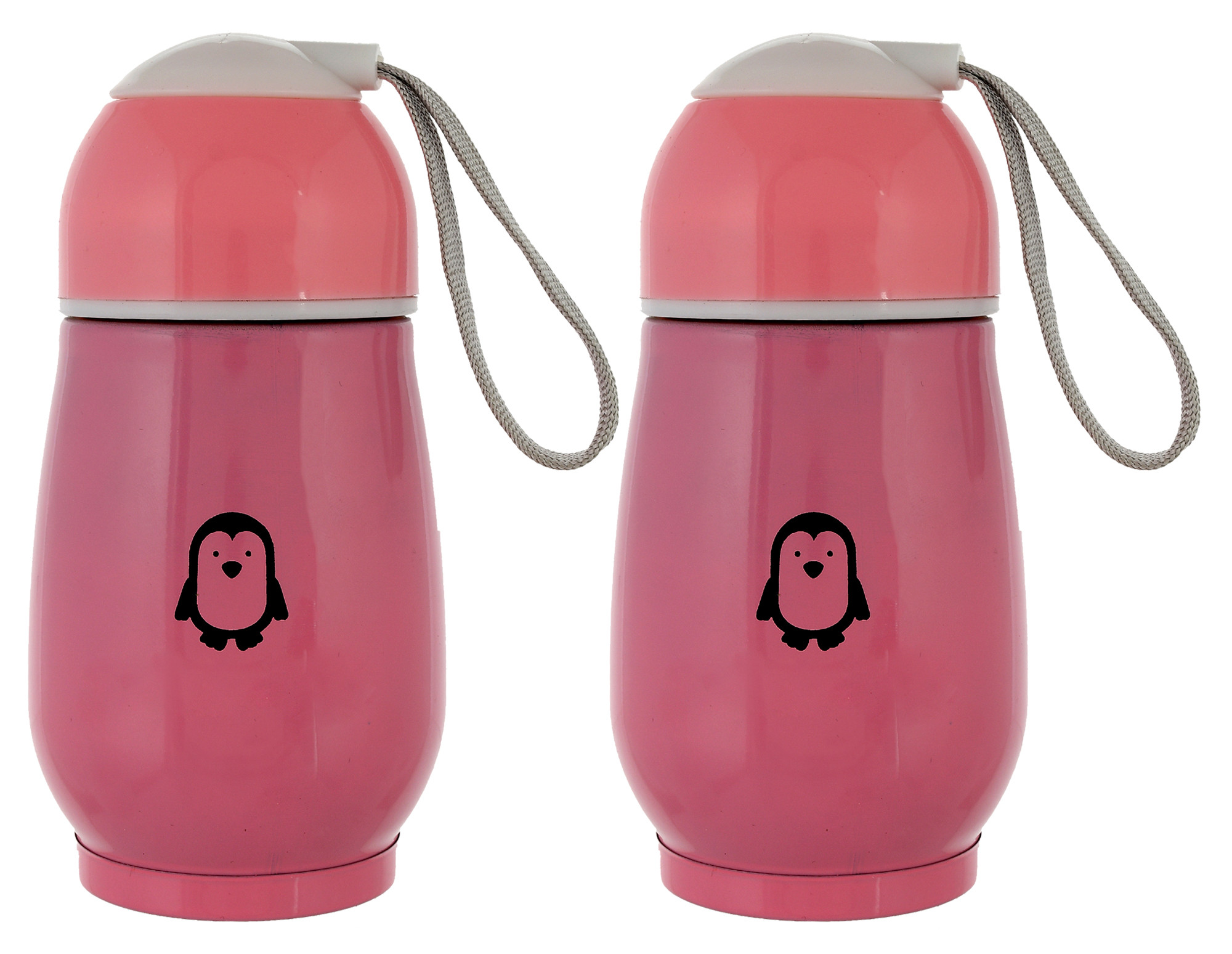 Kuber Industries Small Stainless Steel Hot & Cold Vacuum Thermos Travel Mug Tea Water Bottle Coffee Flask, 300ml (Pink)