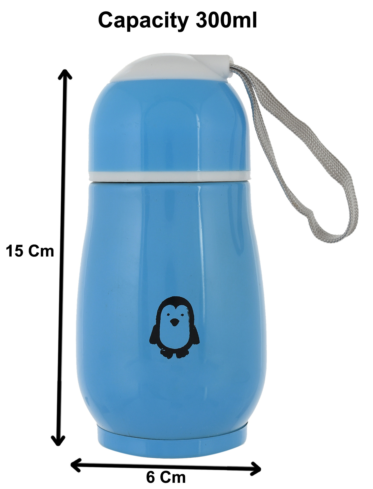 Kuber Industries Small Stainless Steel Hot & Cold Vacuum Thermos Travel Mug Tea Water Bottle Coffee Flask, 300ml (Sky Blue)