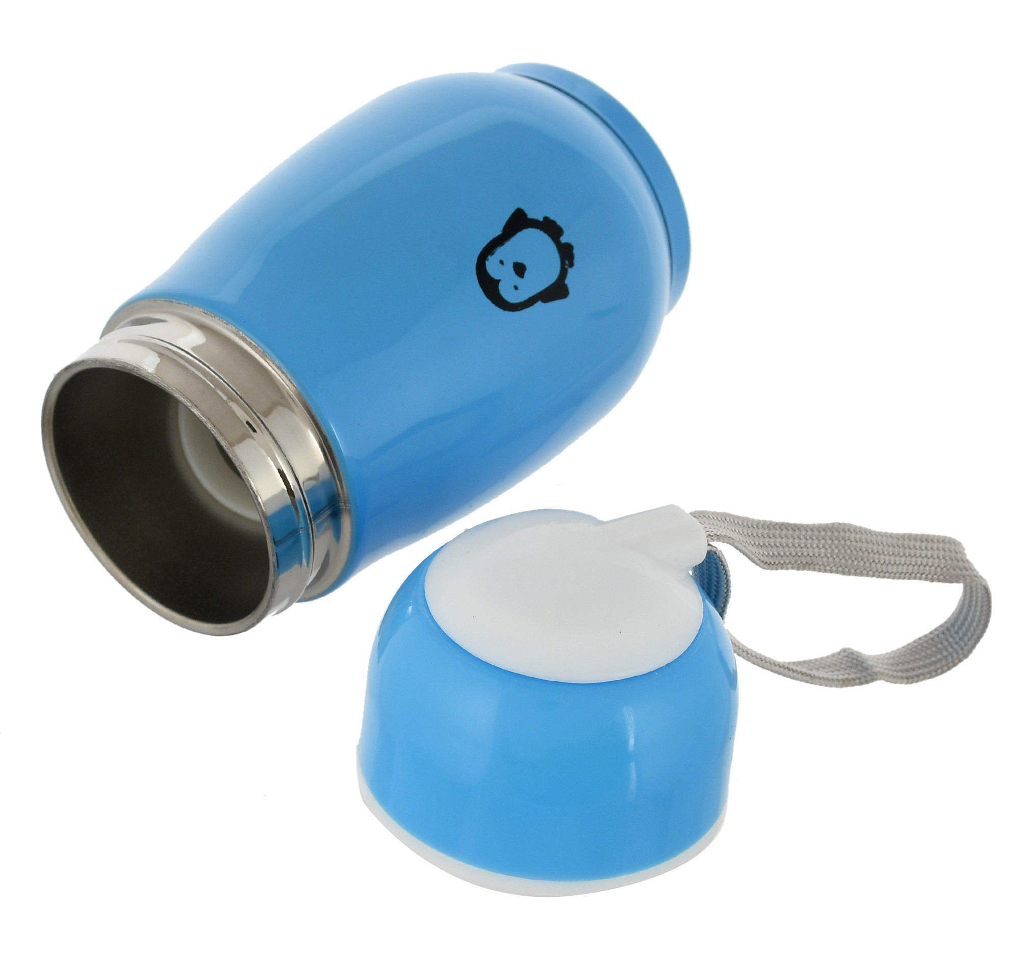 Kuber Industries Small Stainless Steel Hot & Cold Vacuum Thermos Travel Mug Tea Water Bottle Coffee Flask, 300ml (Sky Blue)