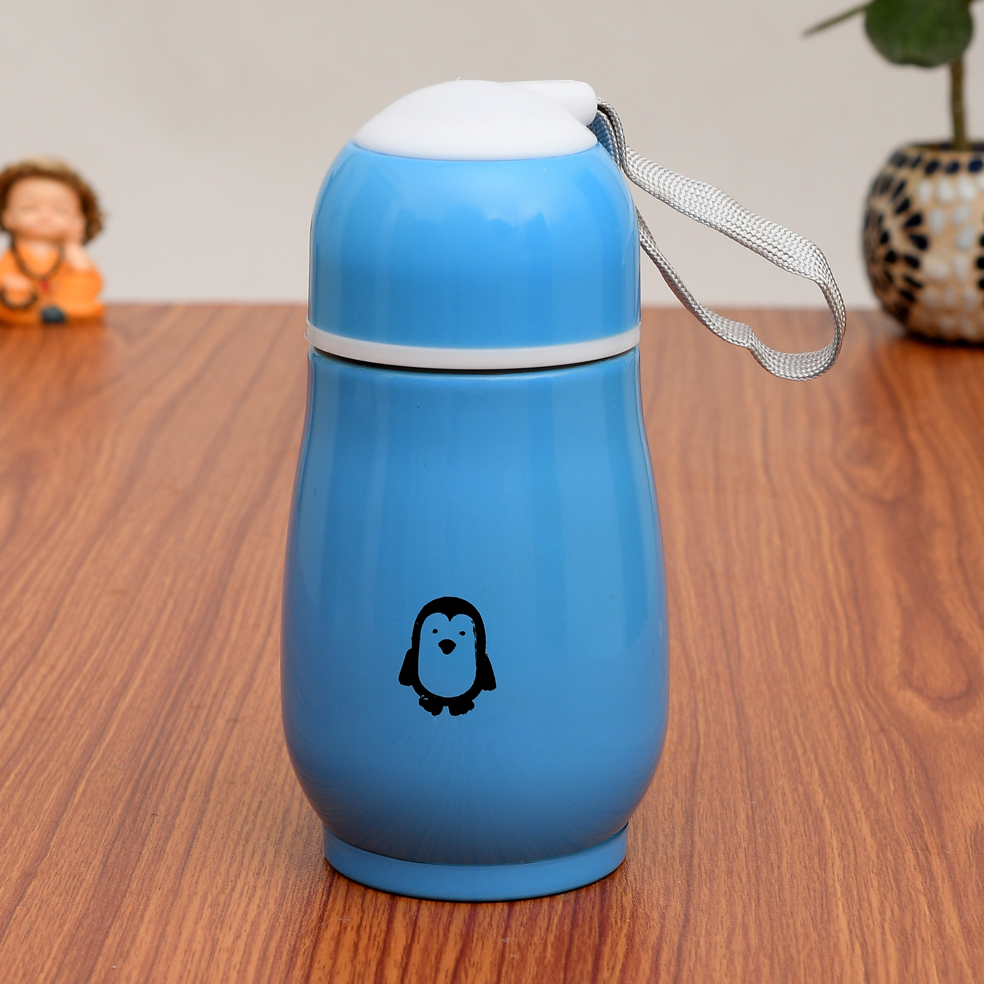 Kuber Industries Small Stainless Steel Hot & Cold Vacuum Thermos Travel Mug Tea Water Bottle Coffee Flask, 300ml (Sky Blue)