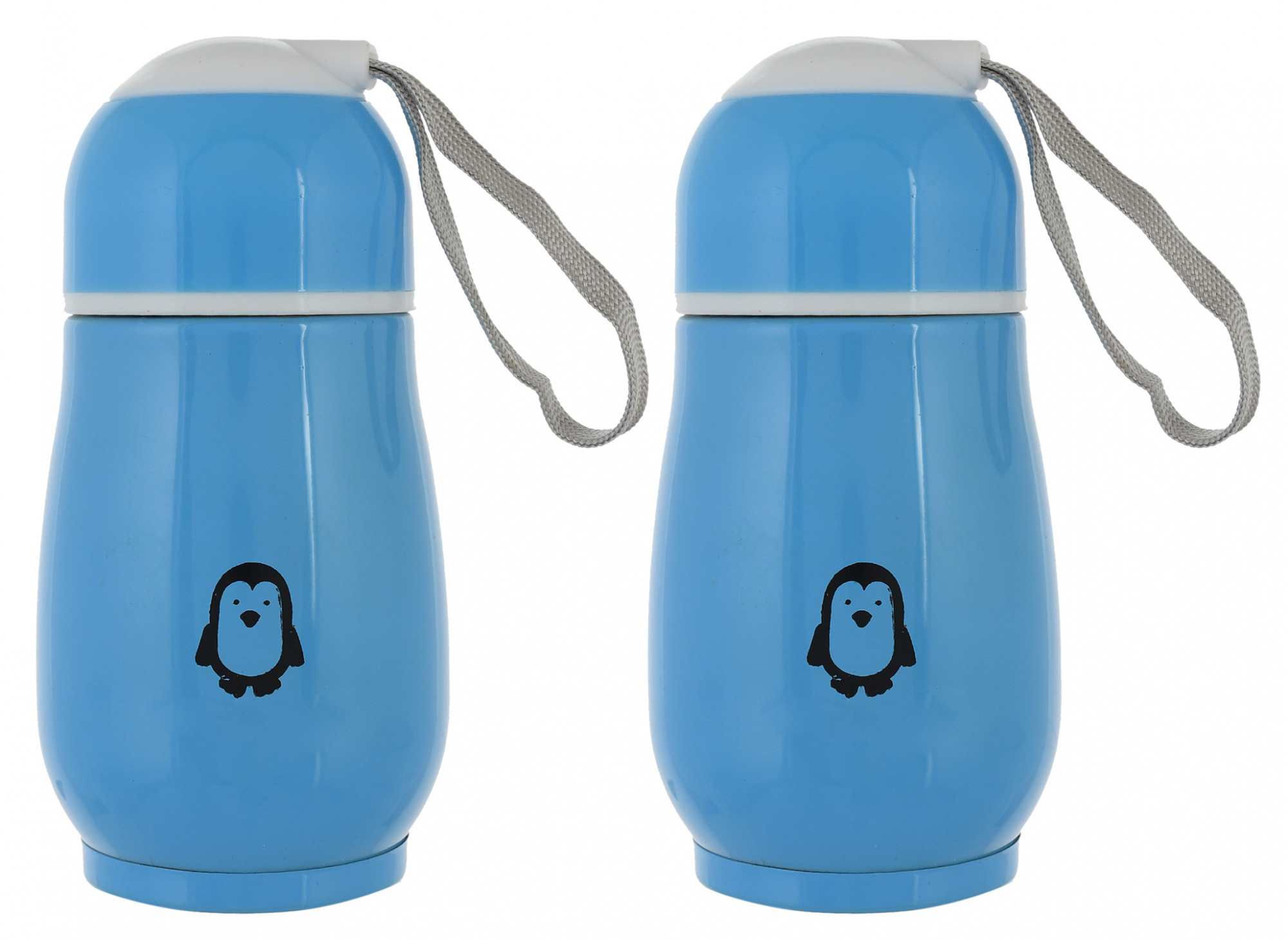 Kuber Industries Small Stainless Steel Hot & Cold Vacuum Thermos Travel Mug Tea Water Bottle Coffee Flask, 300ml (Sky Blue)