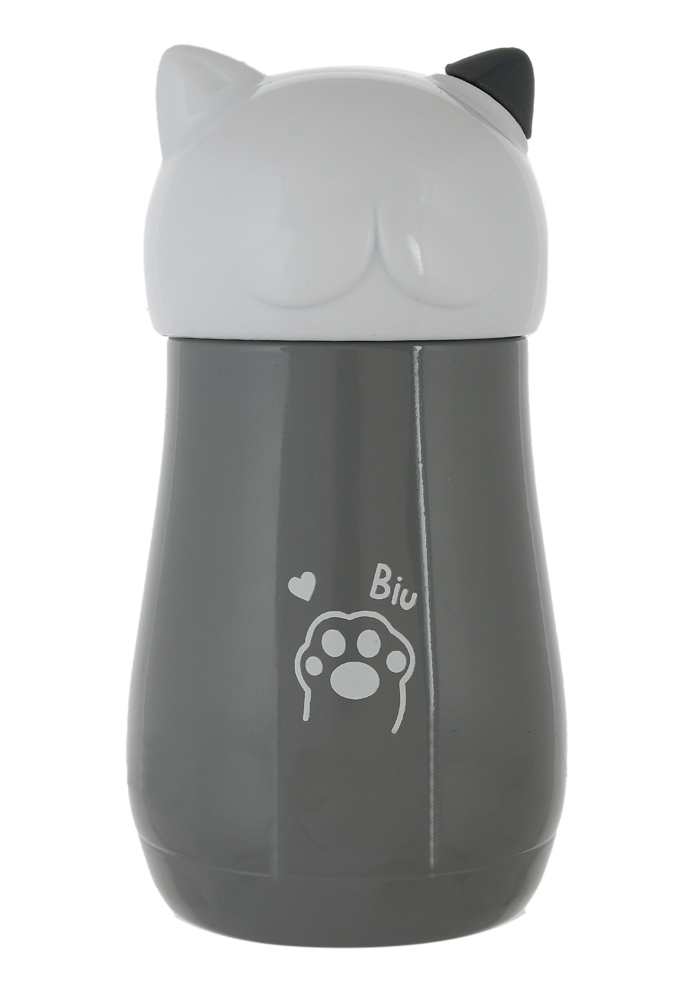 Kuber Industries Small Stainless Steel Hot & Cold Vacuum Thermos Travel Mug Tea Water Bottle Coffee Flask, 280ml (Grey)
