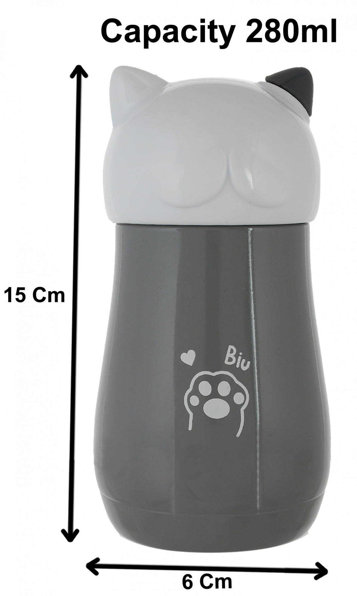 Kuber Industries Small Stainless Steel Hot & Cold Vacuum Thermos Travel Mug Tea Water Bottle Coffee Flask, 280ml (Grey)