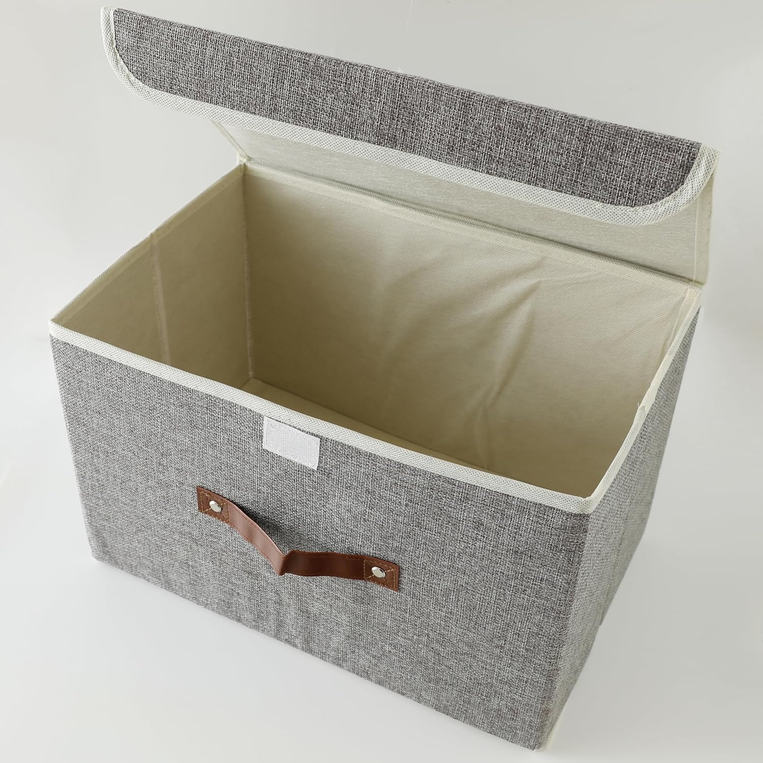 Kuber Industries Small Storage Box With Lid|Foldable Toys Storage Bin|Wardrobe Organizer For clothes|Front Handle & Sturdy (Grey)
