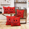 Kuber Industries Smile Ball Print Cushion Cover|Ractangle Cushion Covers|Sofa Cushion Covers|Cushion Covers 16 inch x 16 inch|Cushion Cover Set of 5 (Red)