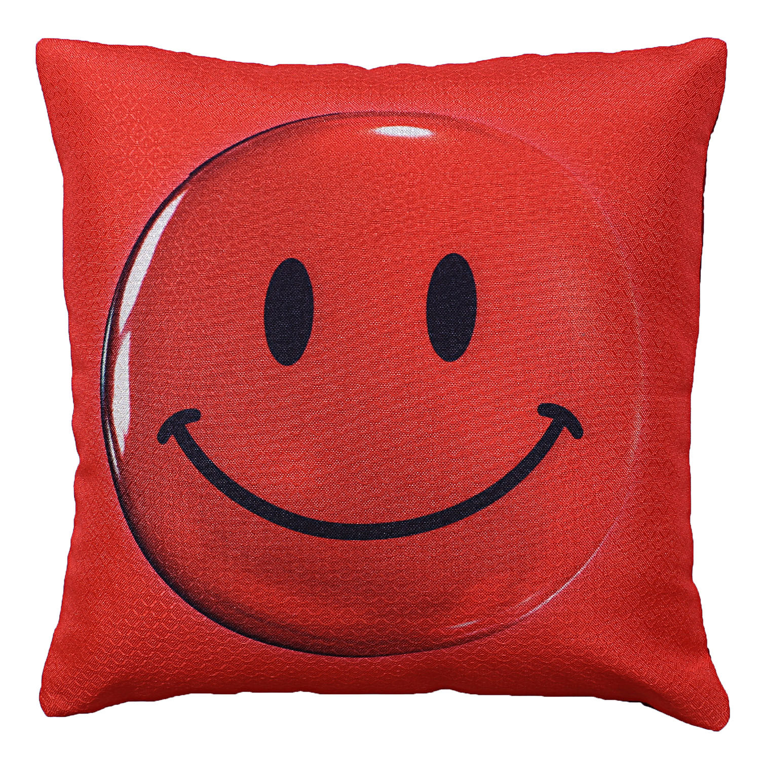 Kuber Industries Smile Ball Print Cushion Cover|Ractangle Cushion Covers|Sofa Cushion Covers|Cushion Covers 16 inch x 16 inch|Cushion Cover Set of 5 (Red)