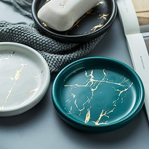 Kuber Industries Soap Holder | Ceramic Bathroom Soap Tray | Soap Holder for Kitchen Sink | Wash Basin Soap Holder | Round Soap Plate | Countertop Soap Holder | ZX023GN | Green