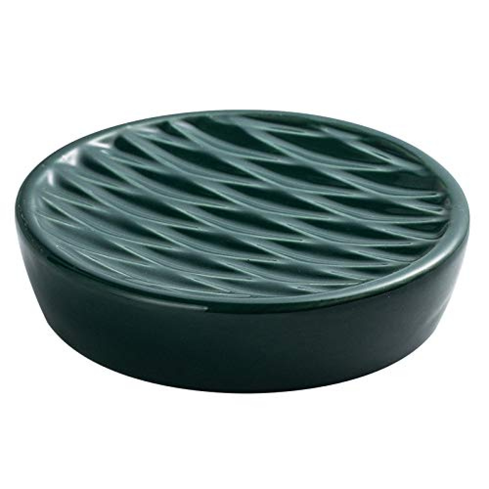 Kuber Industries Soap Holder | Ceramic Bathroom Soap Tray | Soap Holder for Kitchen Sink | Wash Basin Soap Holder | Round Soap Plate | Countertop Soap Holder | ZX077GN-MA | Green