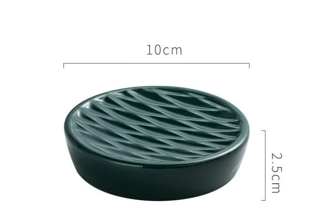 Kuber Industries Soap Holder | Ceramic Bathroom Soap Tray | Soap Holder for Kitchen Sink | Wash Basin Soap Holder | Round Soap Plate | Countertop Soap Holder | ZX077GN-MA | Green