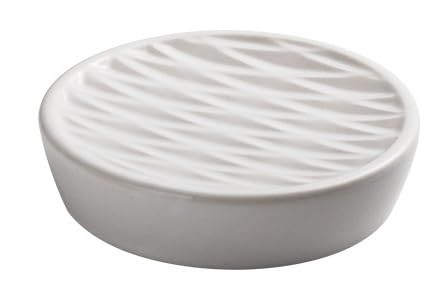 Kuber Industries Soap Holder | Ceramic Bathroom Soap Tray | Soap Holder for Kitchen Sink | Wash Basin Soap Holder | Round Soap Plate | Countertop Soap Holder | ZX077WT-MA | White