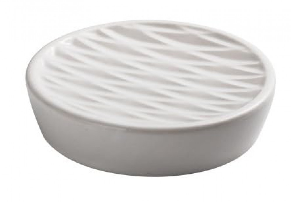 Kuber Industries Soap Holder | Ceramic Bathroom Soap Tray | Soap Holder for Kitchen Sink | Wash Basin Soap Holder | Round Soap Plate | Countertop Soap Holder | ZX077WT-MA | White