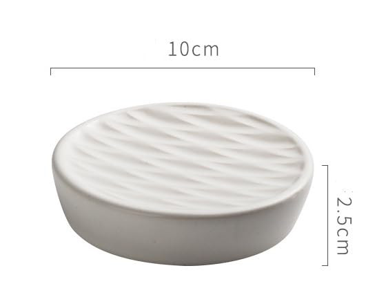 Kuber Industries Soap Holder | Ceramic Bathroom Soap Tray | Soap Holder for Kitchen Sink | Wash Basin Soap Holder | Round Soap Plate | Countertop Soap Holder | ZX077WT-MA | White