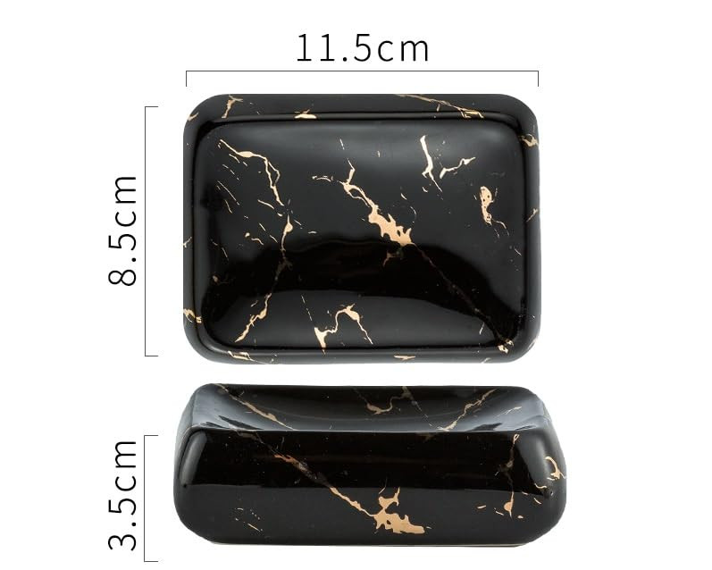 Kuber Industries Soap Holder | Ceramic Bathroom Soap Tray | Soap Holder for Kitchen Sink | Wash Basin Soap Holder | Round Soap Plate | Countertop Soap Holder | ZX041BK | Black