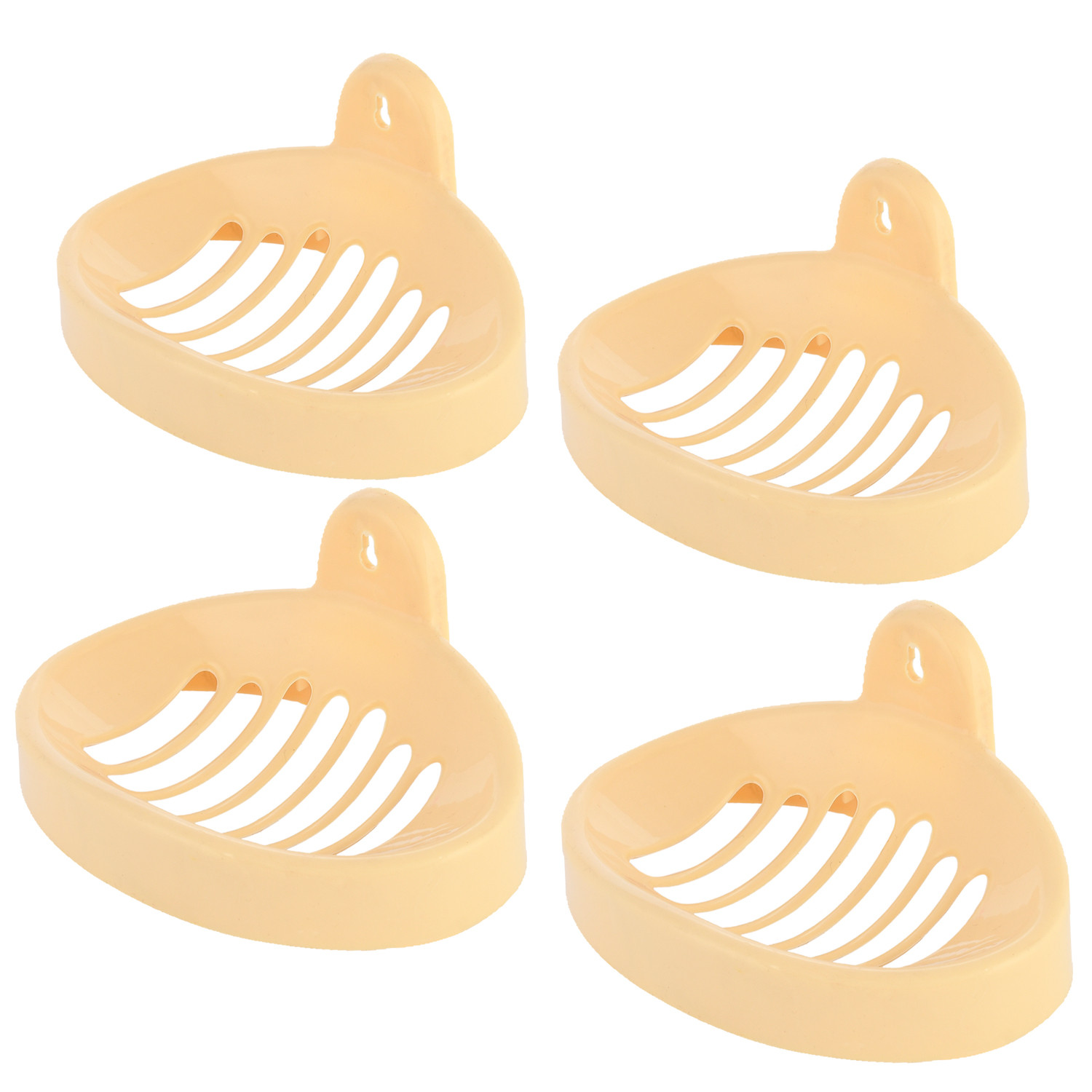Kuber Industries Soap Holder|Sink Soap Holder|Plastic wall Mounted Soap Holder|Oval Shape Self Draining Soap Dish for Bathroom|(Cream)