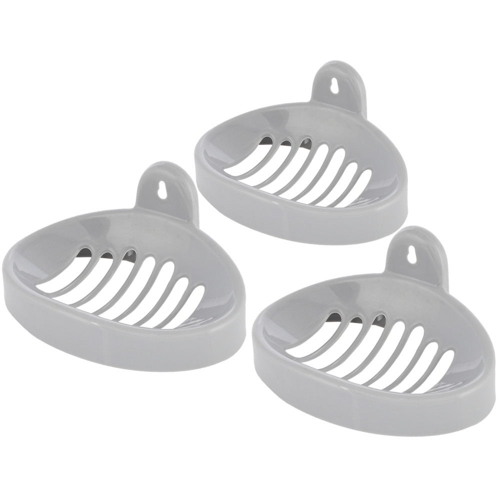 Kuber Industries Soap Holder|Sink Soap Holder|Plastic wall Mounted Soap Holder|Oval Shape Self Draining Soap Dish for Bathroom| (Silver)