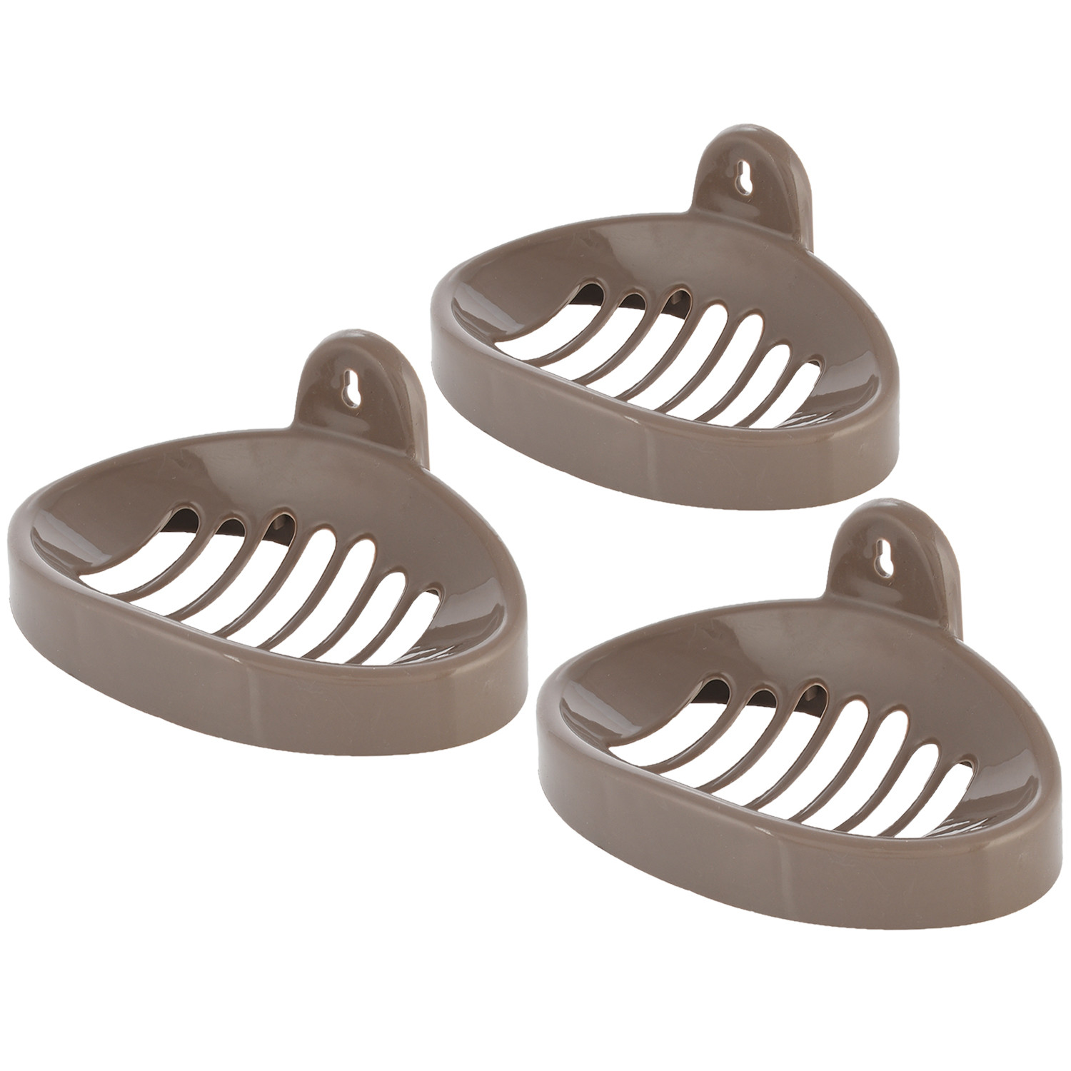 Kuber Industries Soap Holder|Sink Soap Holder|Plastic wall Mounted Soap Holder|Oval Shape Self Draining Soap Dish for Bathroom| (Brown)