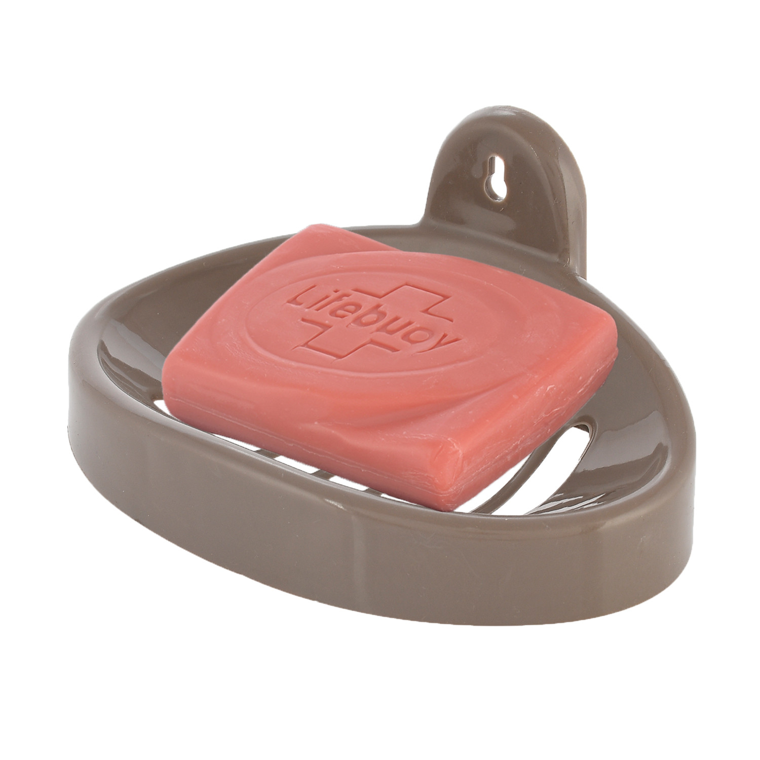 Kuber Industries Soap Holder|Sink Soap Holder|Plastic wall Mounted Soap Holder|Oval Shape Self Draining Soap Dish for Bathroom| (Brown)