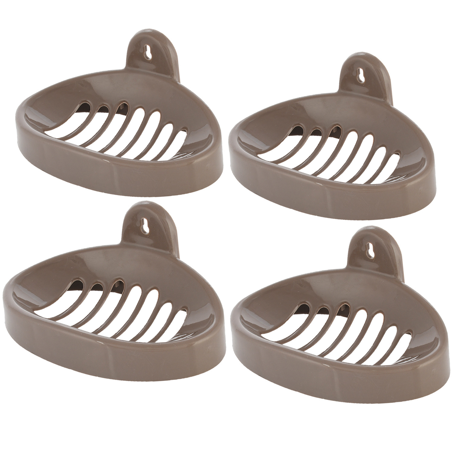 Kuber Industries Soap Holder|Sink Soap Holder|Plastic wall Mounted Soap Holder|Oval Shape Self Draining Soap Dish for Bathroom| (Brown)