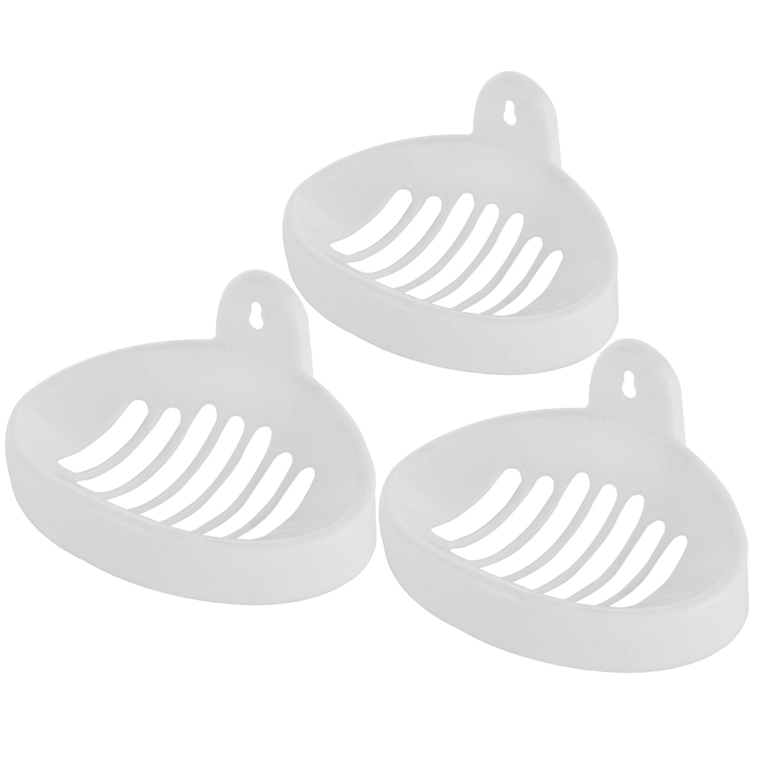 Kuber Industries Soap Holder|Sink Soap Holder|Plastic wall Mounted Soap Holder|Oval Shape Self Draining Soap Dish for Bathroom| (White)