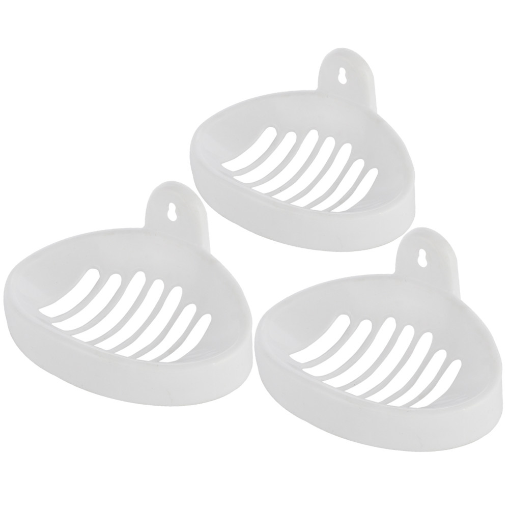 Kuber Industries Soap Holder|Sink Soap Holder|Plastic wall Mounted Soap Holder|Oval Shape Self Draining Soap Dish for Bathroom| (White)