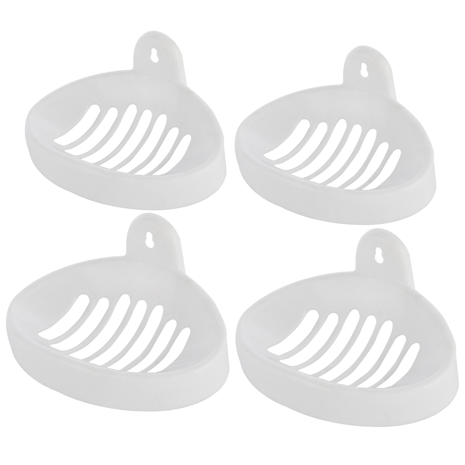 Kuber Industries Soap Holder|Sink Soap Holder|Plastic wall Mounted Soap Holder|Oval Shape Self Draining Soap Dish for Bathroom| (White)