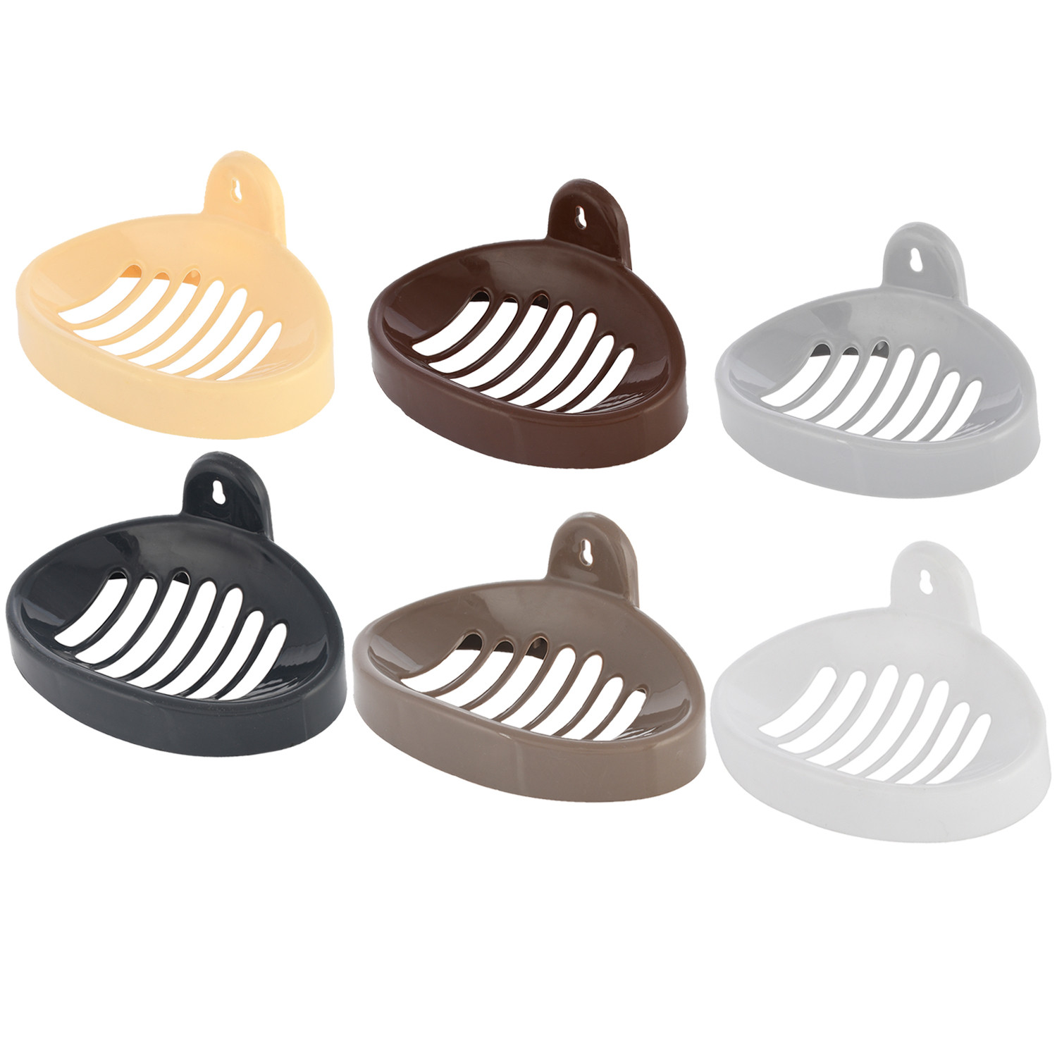 Kuber Industries Soap Holder|Sink Soap Holder|Plastic wall Mounted Soap Holder|Oval Shape Self Draining Soap Dish for Bathroom|Pack of 6 (Multicolor)