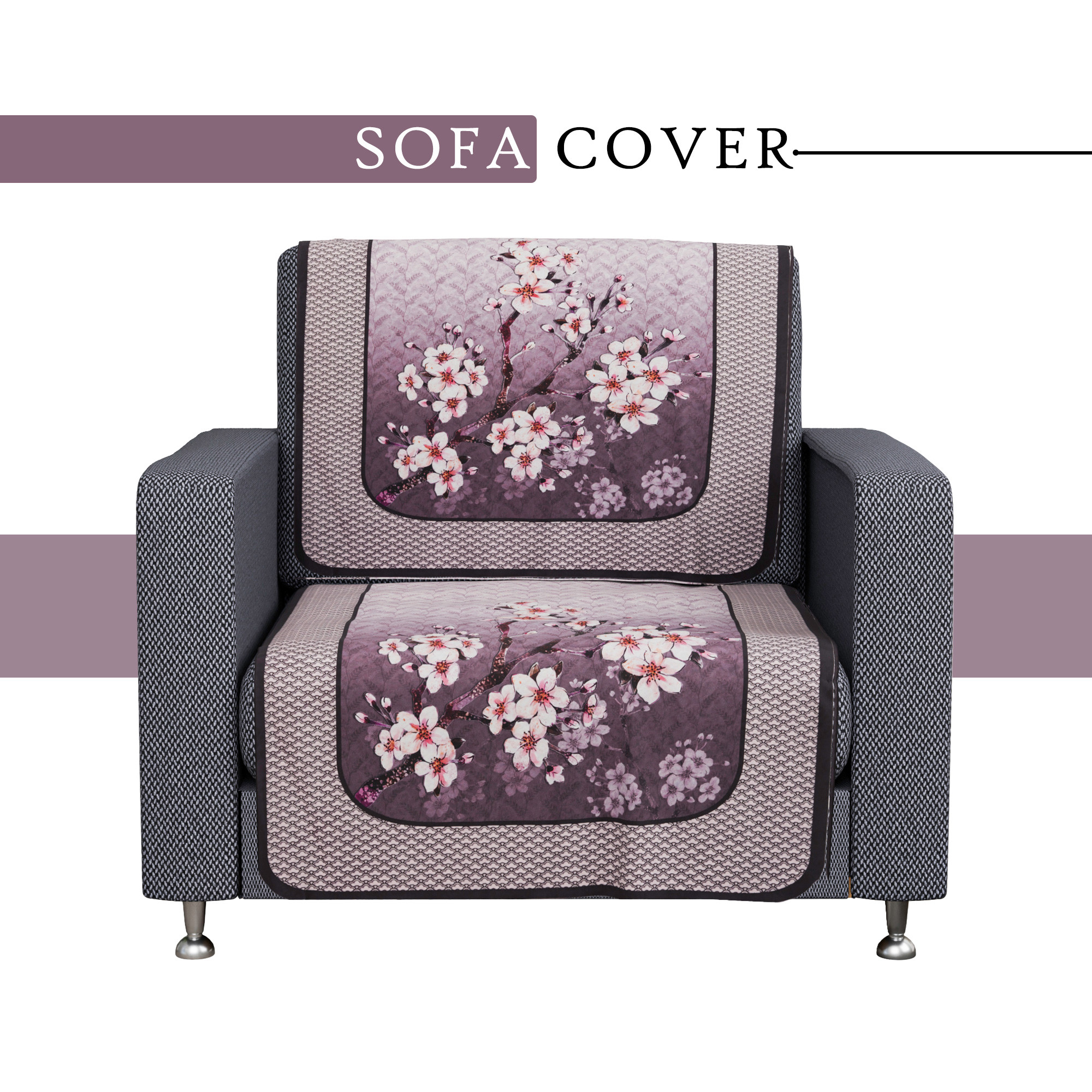 Kuber Industries Sofa Cover   Sofa Cover    Net Sofa Slipcover  Couch Cover  Sofa Cover for Living Room  Blaze-Flower Digital Print-637    Pink  Purple