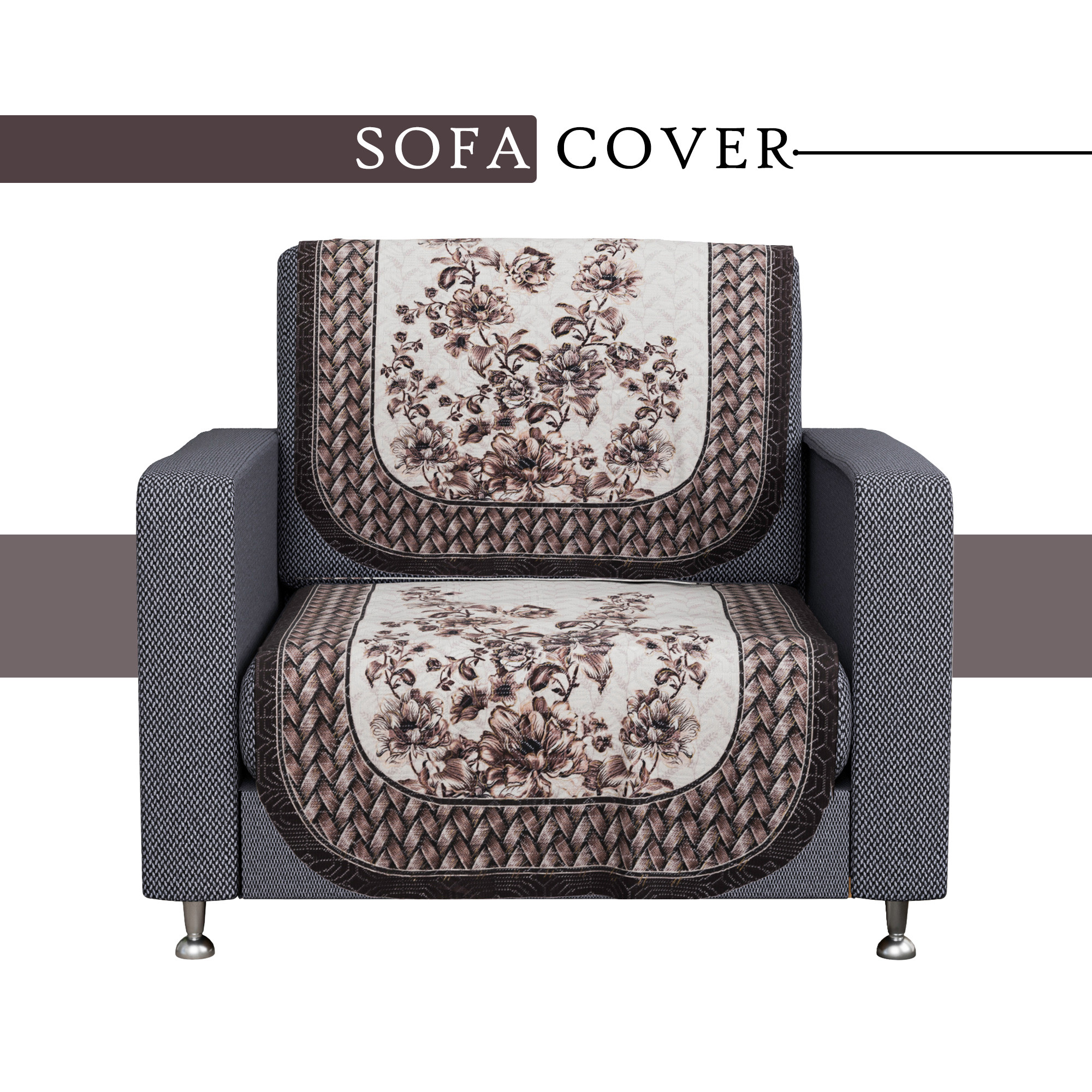 Kuber Industries Sofa Cover   Sofa Cover  Net Sofa Slipcover  Couch Sofa Cover  Sofa Cover Set  Sofa Cover for Hall-Living Room  Toronto-Golden Foil Print  Cream  Brown