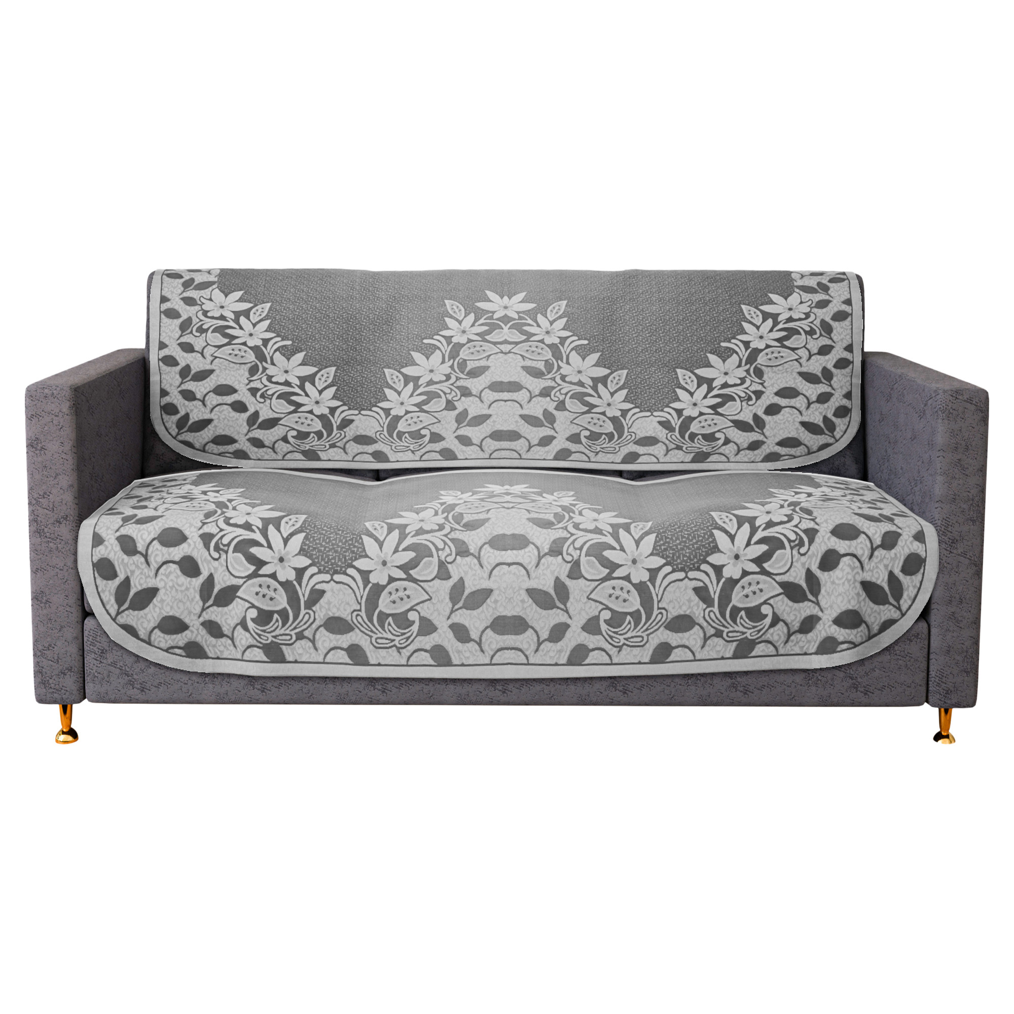 Kuber Industries Sofa Cover  3-Seater Sofa Cover  Cotton Sofa Slip Cover  Sofa Slipcover Set  Sofa Cover for Living Room  Flower-Long Sheet Sofa Cover  Brown