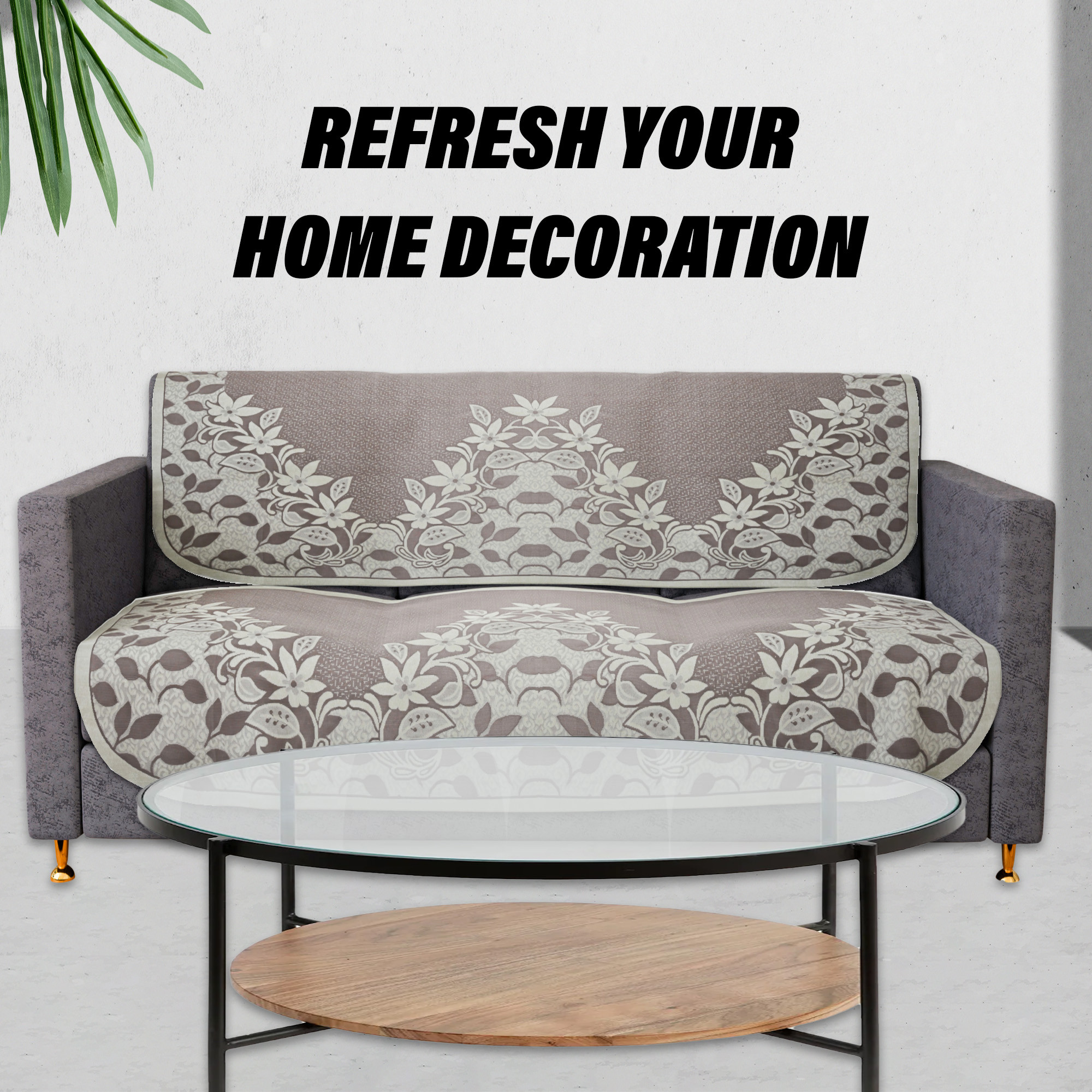 Kuber Industries Sofa Cover  3-Seater Sofa Cover  Cotton Sofa Slip Cover  Sofa Slipcover Set  Sofa Cover for Living Room  Flower-Long Sheet Sofa Cover  Maroon