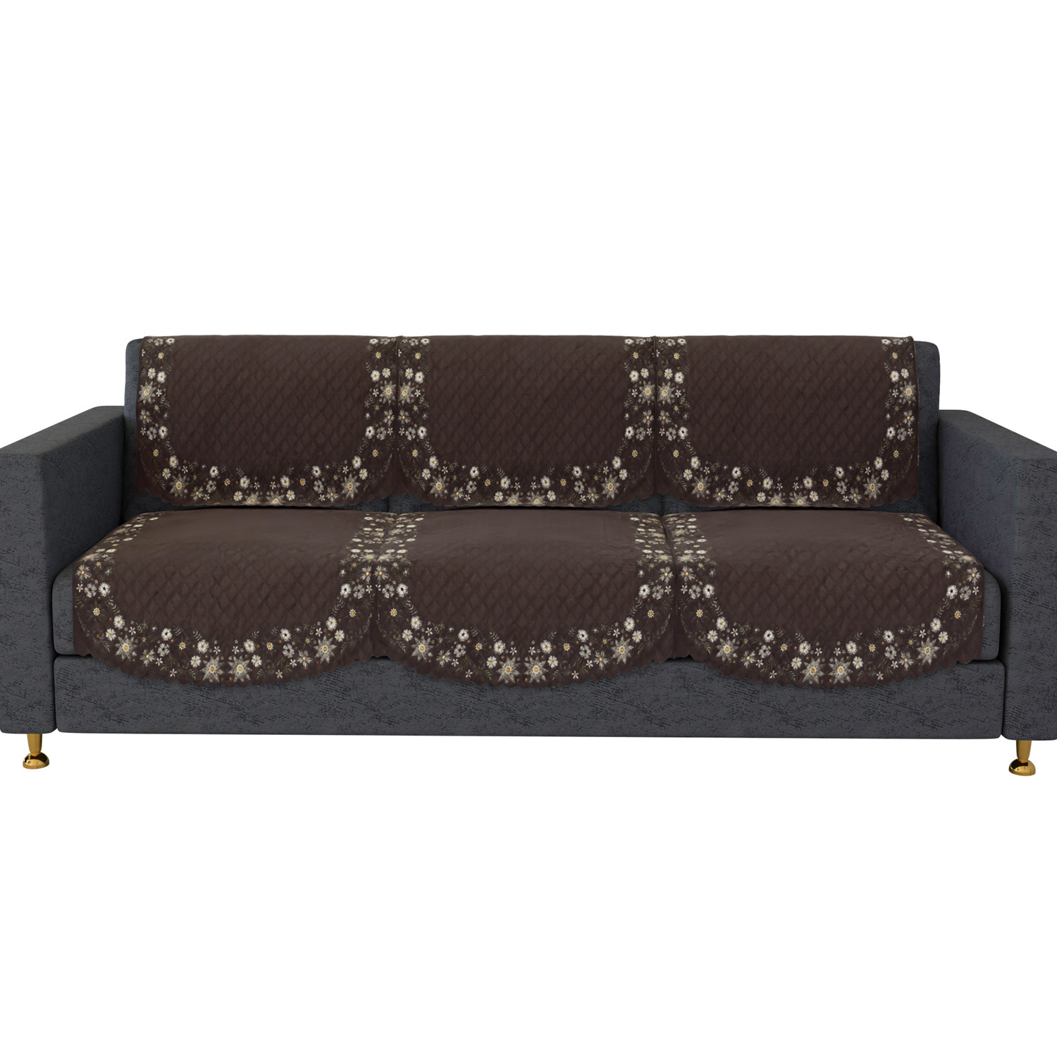 Kuber Industries Sofa Cover | 3 Seater Sofa Slip Cover Set | Digital Painting Sofa Cover | SUEDE Ultra Sonic Couch Cover | Sofa Slipcover Set Living Room | Brown
