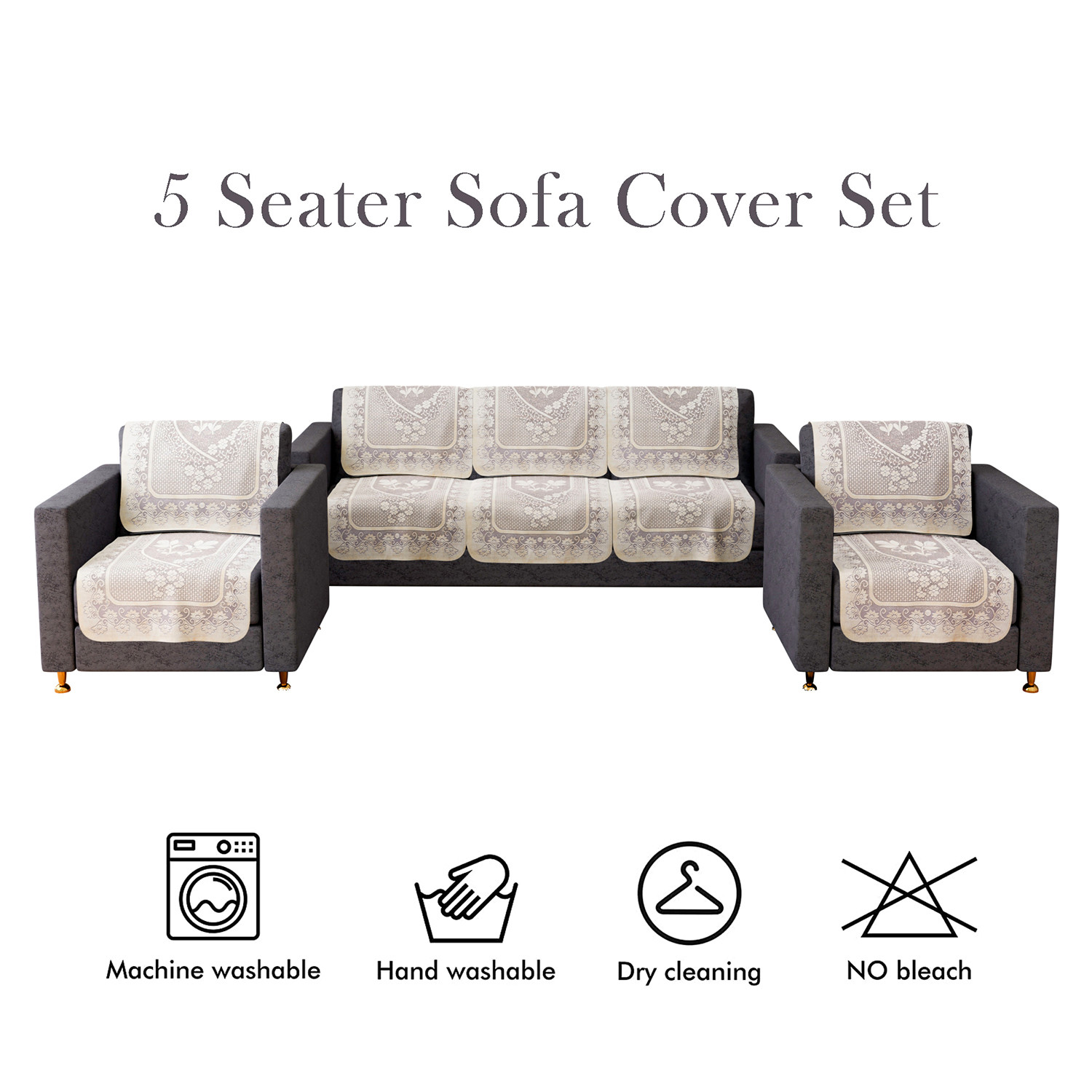 Kuber Industries Sofa Cover | Cotton Net Floral S-19 Design Sofa Cover | 5-Seater Sofa Cover for Home Decor | Sofa cover Set for Living room | Maroon