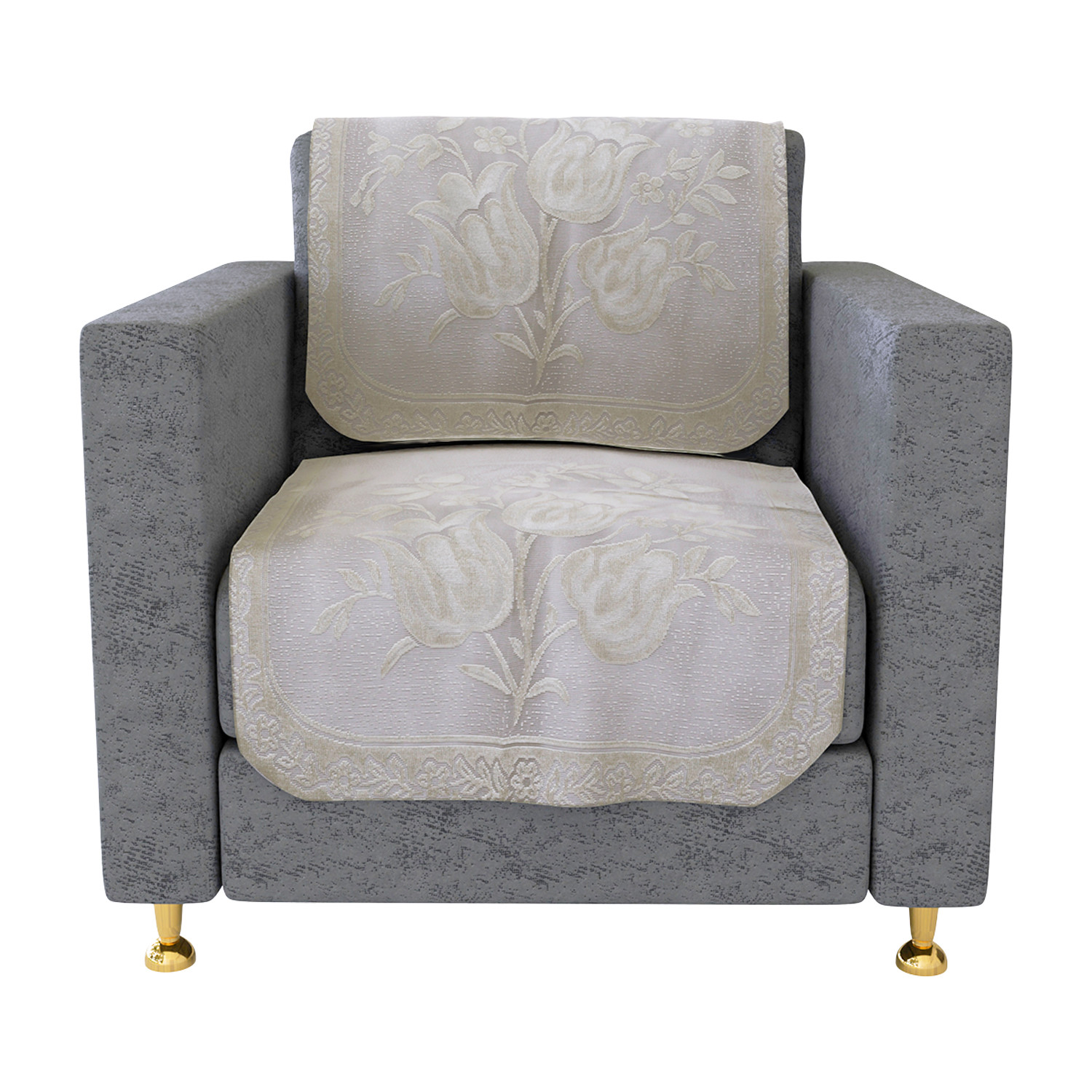 Kuber Industries Sofa Cover | Cotton Net Plain Tulip Design Sofa Cover | 5-Seater Sofa Cover for Home Décor | Sofa cover Set for Living room | Cream